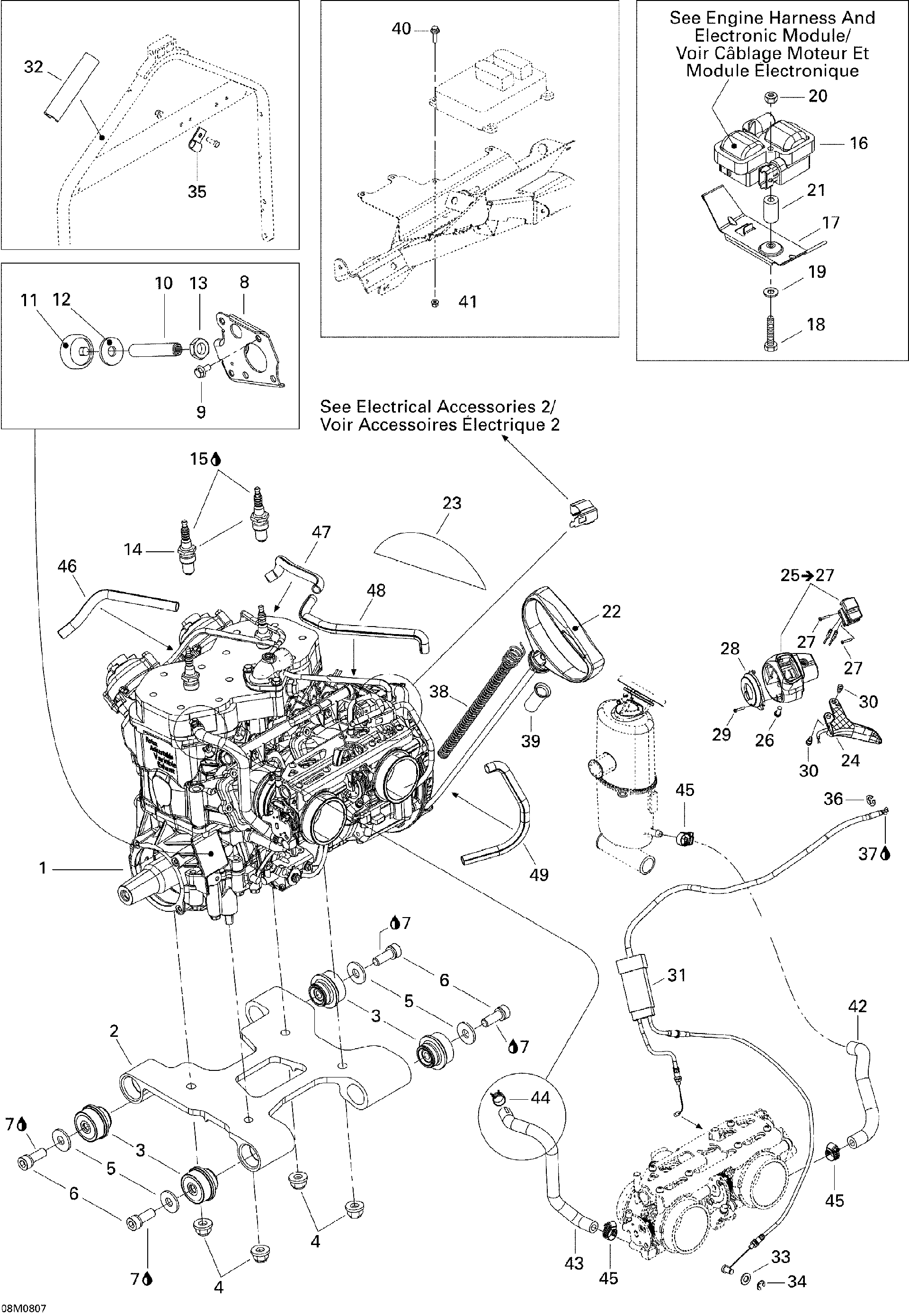 Fits 2008 Ski-Doo GTX LTD 600 HO SDI / GTX SPORT 600 HO SDI COIL Support, OEM Part # 512059865 - schematic diagram