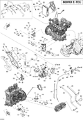 Fits 2008-2009 Ski-Doo MX Z TNT 600 H.O. E-TEC (MJ9A / GSX LTD 800R Lower Housing, OEM Part # 512060197 - schematic diagram