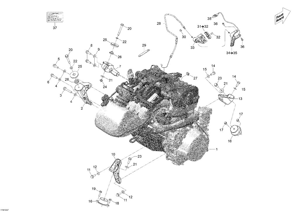 Fits 2012-2015 Ski-Doo Expedition LE 4-TEC / Expedition SE 1200 Throttle Cable, OEM Part # 512060702 - schematic diagram