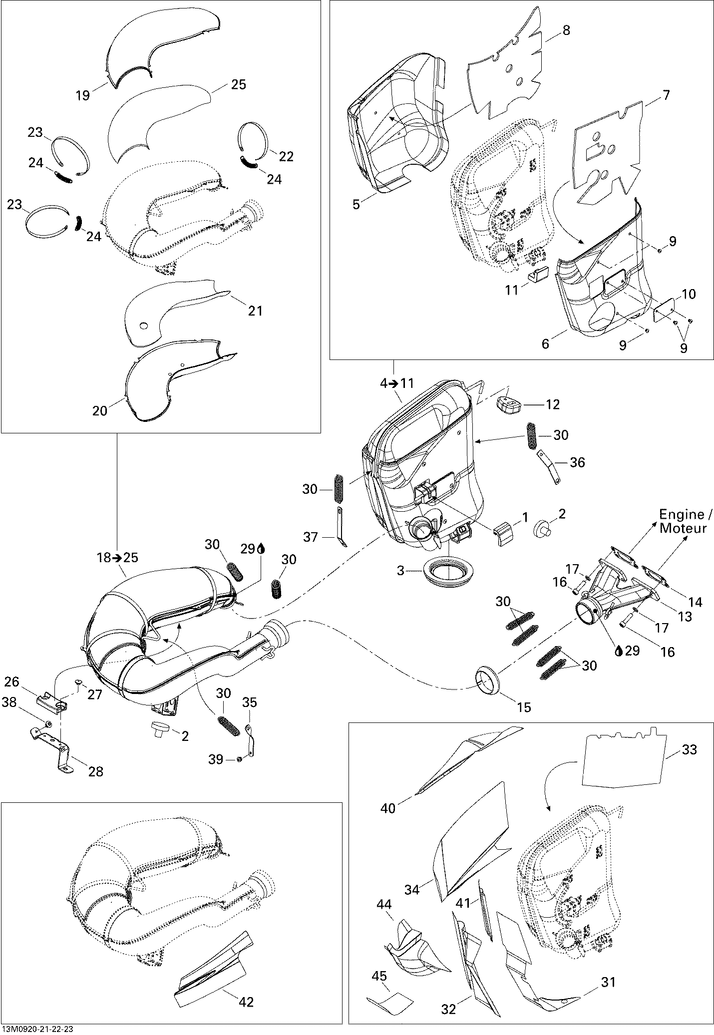 Fits 2008-2009 Ski-Doo GSX Fan / GTX Fan Bumper Support, OEM Part # 514054039 - schematic diagram