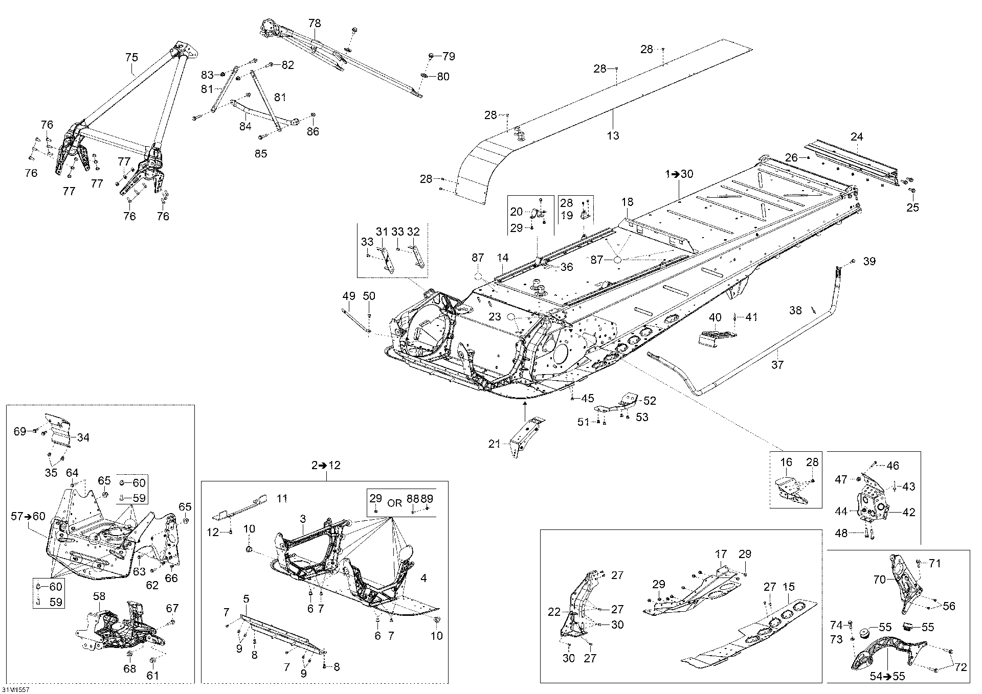 Fits 2009-2015 Ski-Doo Expedition LE 4-TEC / Expedition LE 600 E-TEC Spring Bracket, OEM Part # 514054616 - schematic diagram