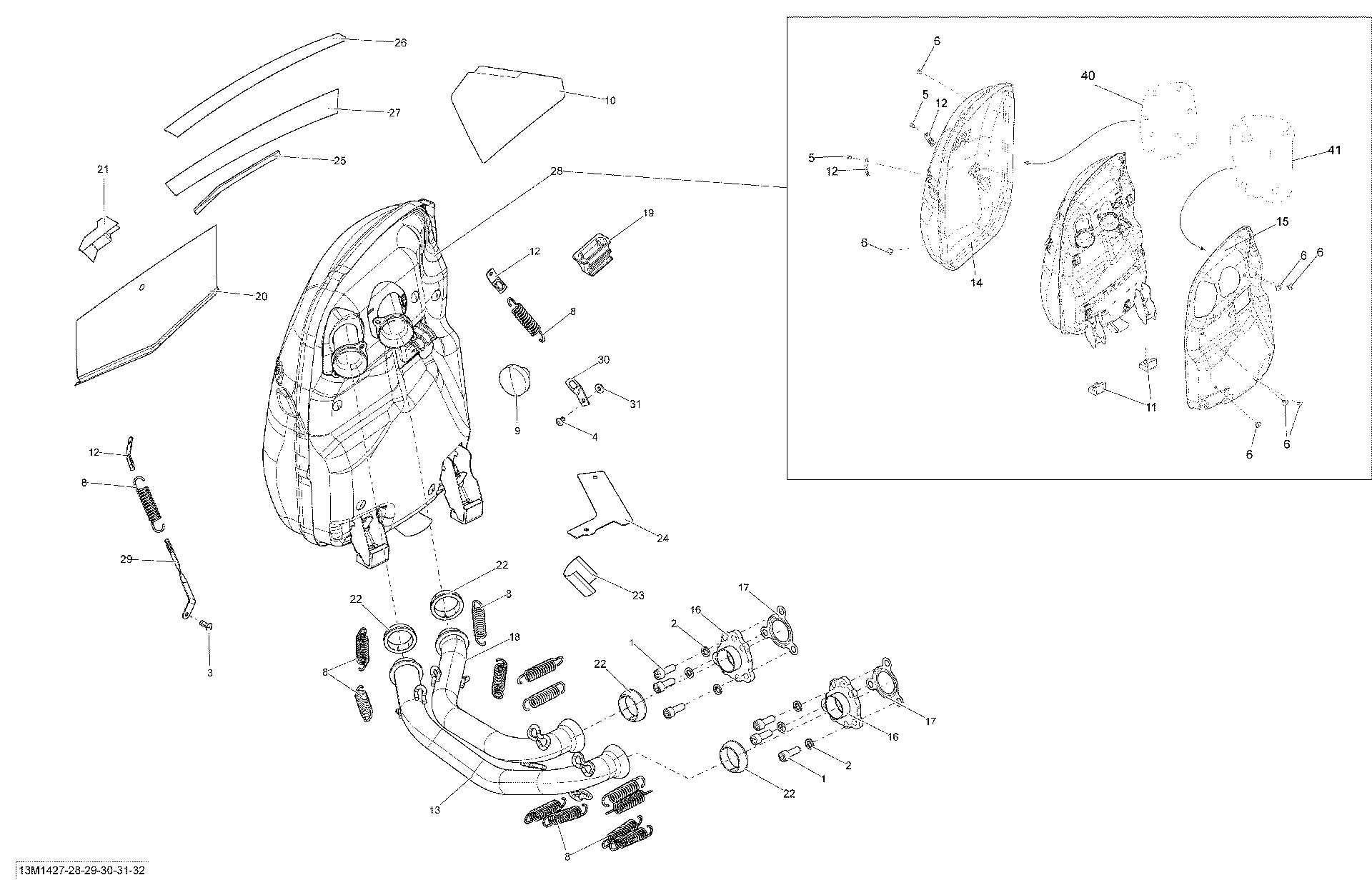 Fits 2011-2014 Ski-Doo EXPEDITION SPORT 600ACE XP / GRAND TOURING SPORT 600ACE XP Gasket, OEM Part # 514054714 - schematic diagram