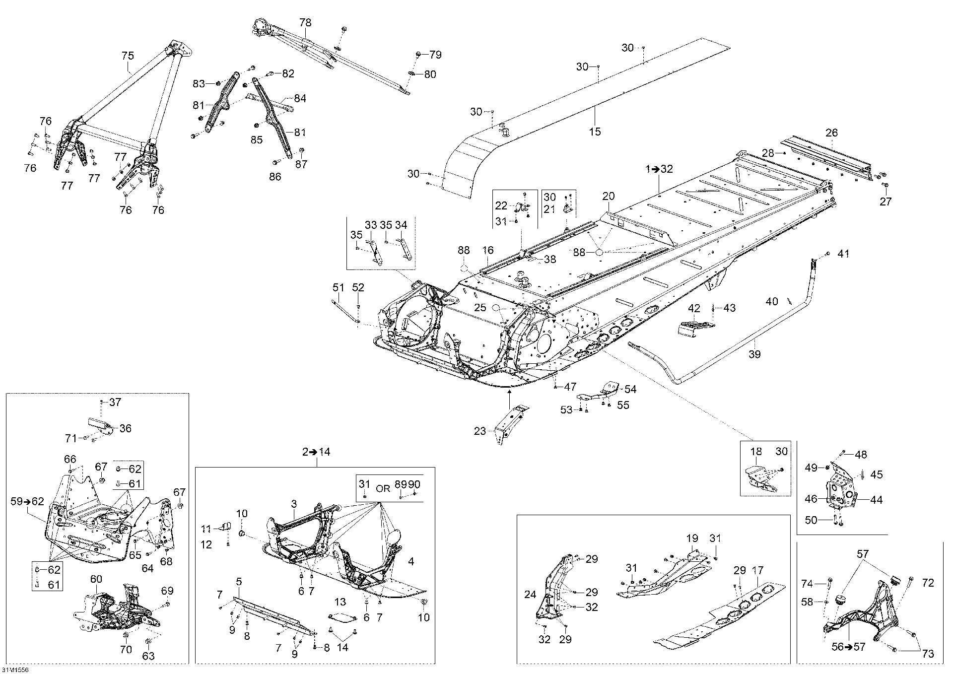 Fits 2014-2015 Ski-Doo Expedition LE 900 ACE / Expedition SE 900 ACE Spring Bracket, OEM Part # 514054828 - schematic diagram