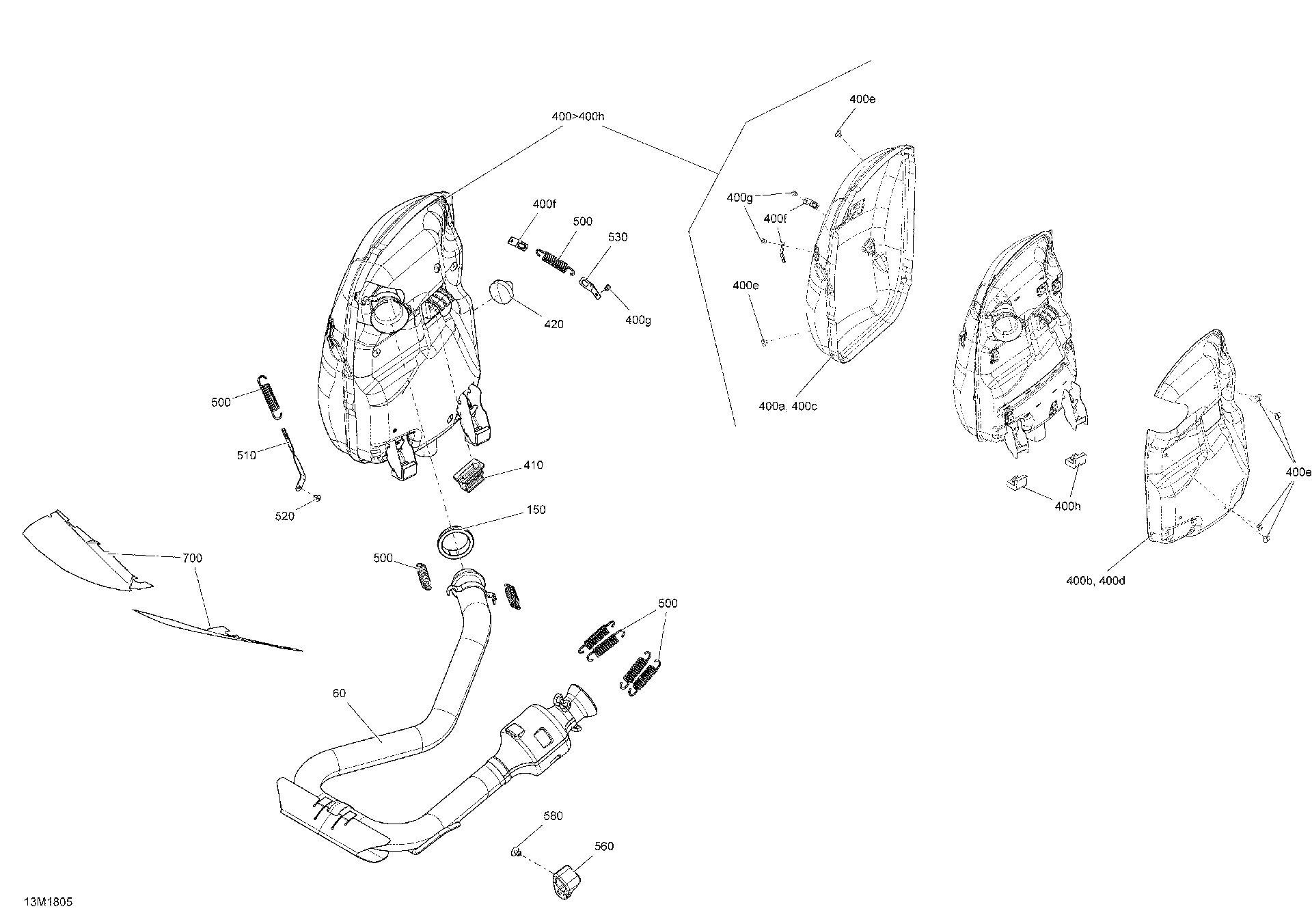 Fits 2014-2018 Ski-Doo 3- EXPEDITION SPORT 900 ACE / 3- GRAND TOURING 900 ACE HEAT Shield, OEM Part # 514054999 - schematic diagram