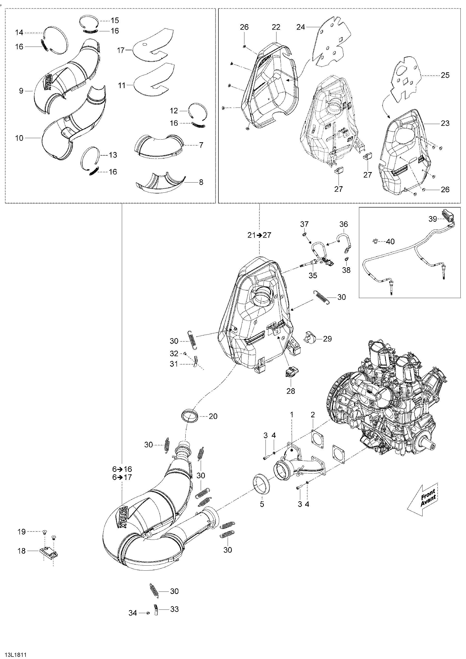 Fits 2014-2018 Ski-Doo 6- EXPEDITION XTREME 800R E-TEC Enveloppe SUP. **envelop-u, OEM Part # 514055067 - schematic diagram