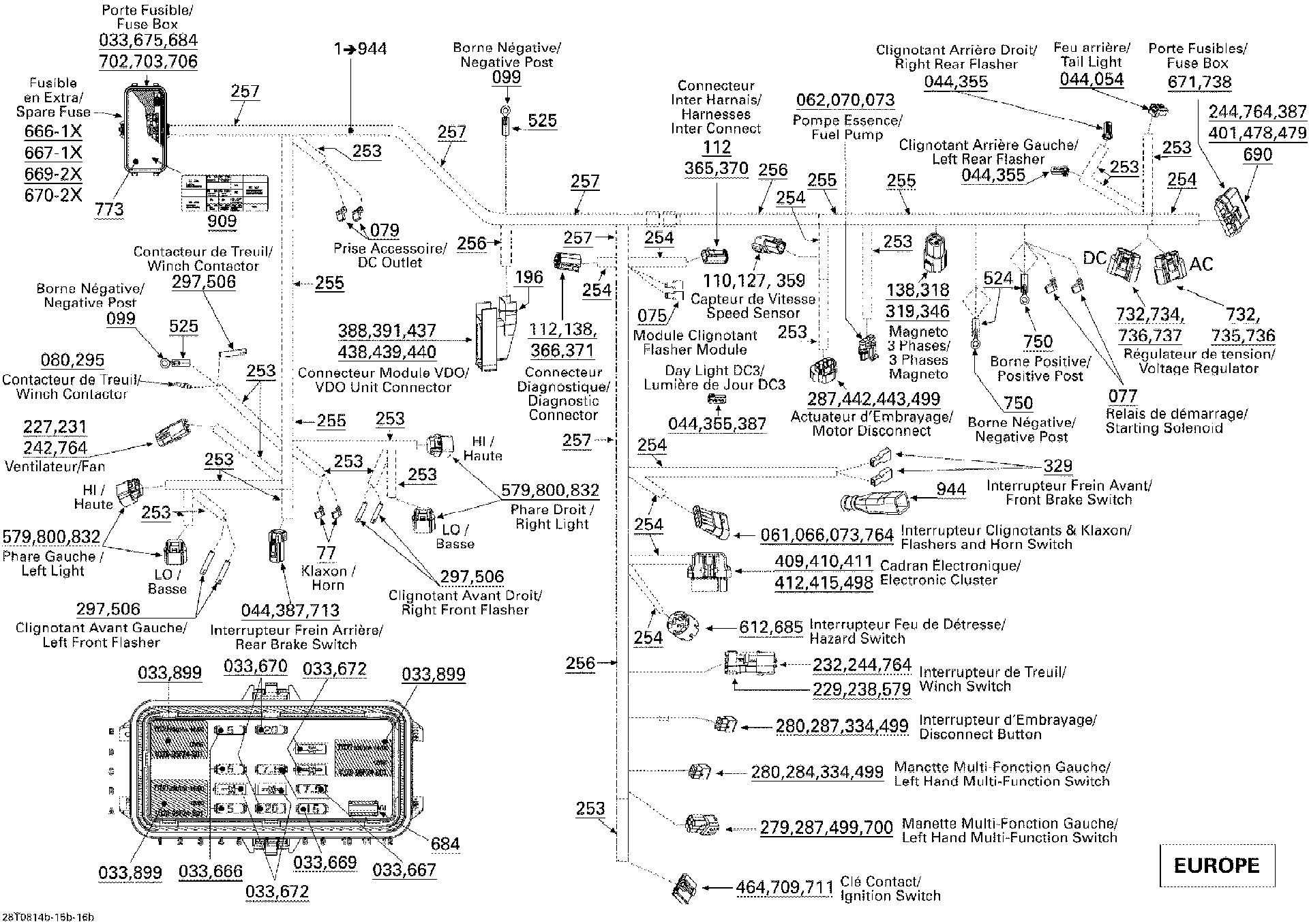Fits 2007-2008 Can-Am Renegade 500 / Renegade 800 Female Terminal Housing 2, OEM Part # 515175588 - schematic diagram