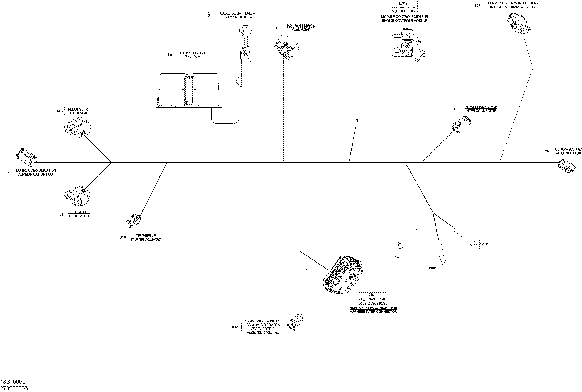Fits 2007-2017 Sea-Doo | Ski-Doo | Can-Am GTI-GTR-GTS / Wake MALE Housing, 4 Circuits, OEM Part # 515175672 - schematic diagram