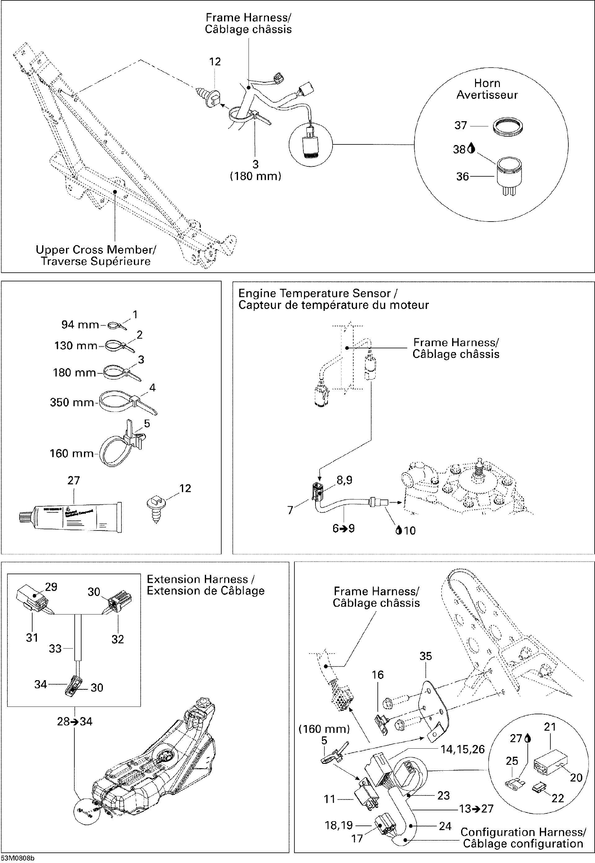 Fits 2008 Ski-Doo GTX SPORT 500SS Harness Support, OEM Part # 515176020 - schematic diagram