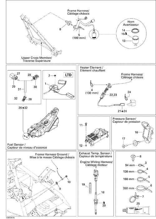 Fits 2008 Ski-Doo GTX LTD 600 HO SDI / GTX SPORT 500SS Harness Exten, OEM Part # 515176171 - schematic diagram