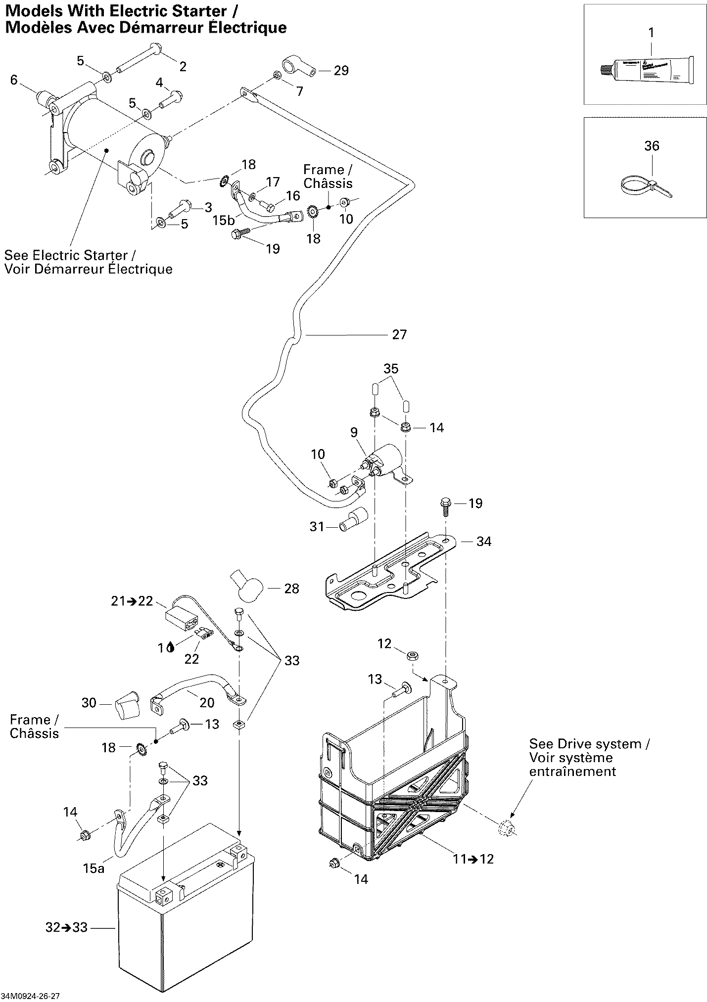 Fits 2008-2009 Ski-Doo Freestyle Back Country / Skandic Tundra LT 550F Ground WIRE, OEM Part # 515176172 - schematic diagram