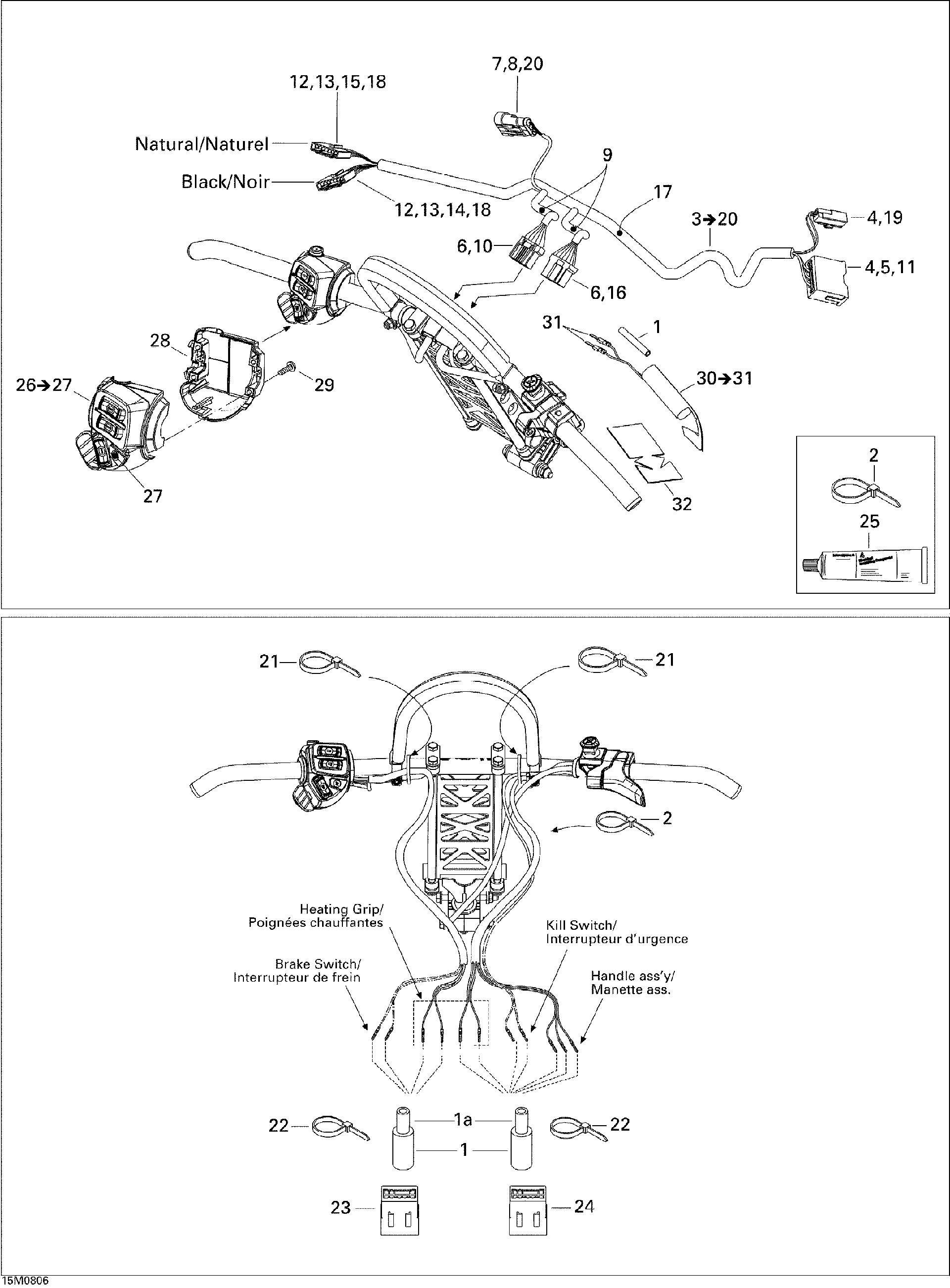 Fits 2008 Ski-Doo Summit Adrenaline 600HO SDI Steering Wiring Harness, OEM Part # 515176207 - schematic diagram