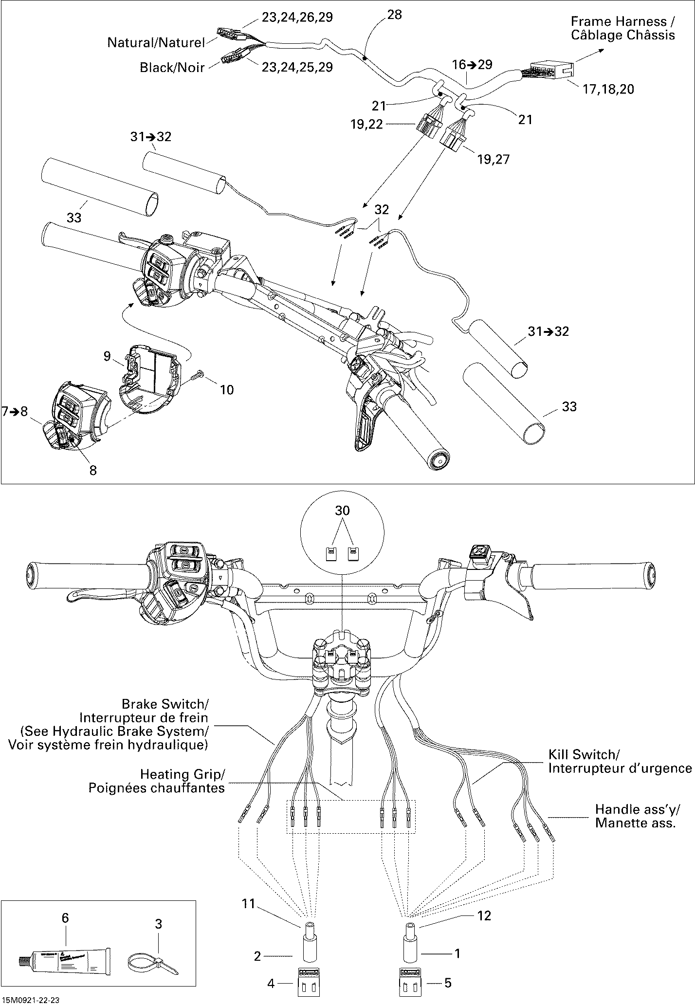 Fits 2008-2009 Ski-Doo GSX Fan / GSX 550F Steering Wiring Harness, OEM Part # 515176308 - schematic diagram
