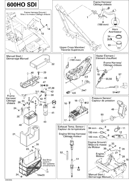 Fits 2008 Ski-Doo Summit Adrenaline 600HO SDI Screw 10-32, OEM Part # 515176388 - schematic diagram