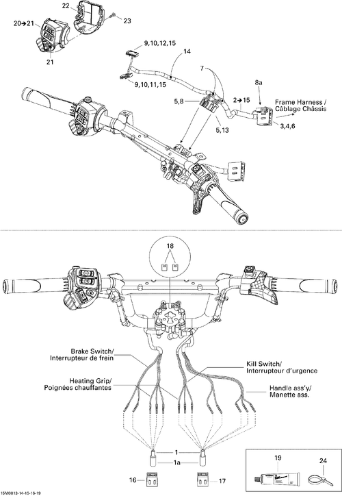 Fits 2008 Ski-Doo Freestyle PARK 550F Wiring Harness, OEM Part # 515176436 - schematic diagram