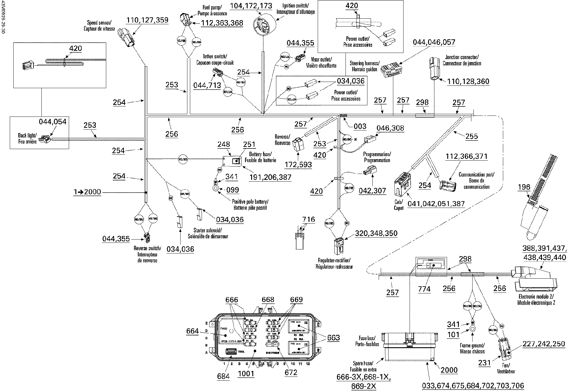Fits 2008-2009 Ski-Doo Legend Touring / Skandic Tundra LT V800 4-TEC Capacitor, OEM Part # 515176483 - schematic diagram
