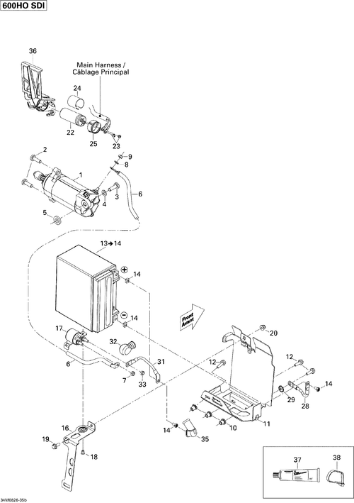 Fits 2008 Ski-Doo GSX LTD TOURING 600 HO SDI / MX Z ADRENALINE 600 HO SDI Bracket, OEM Part # 515176513 - schematic diagram