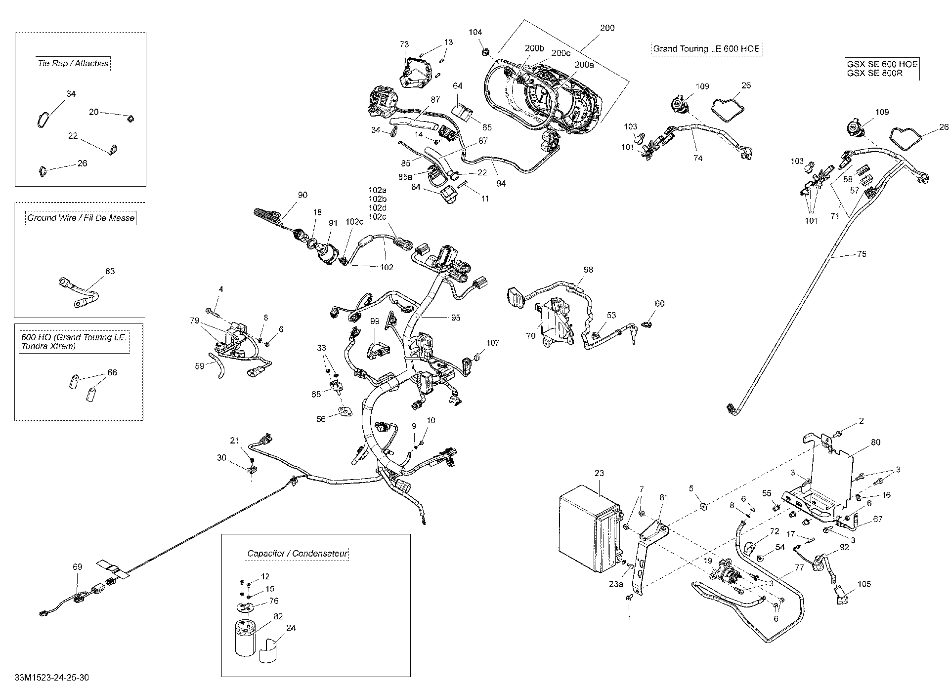 Fits 2008-2015 Ski-Doo Grand Touring LE 600HOETEC XR137 / GRAND TOURING LE 600HOE XR Junction Harness, OEM Part # 515176571 - schematic diagram