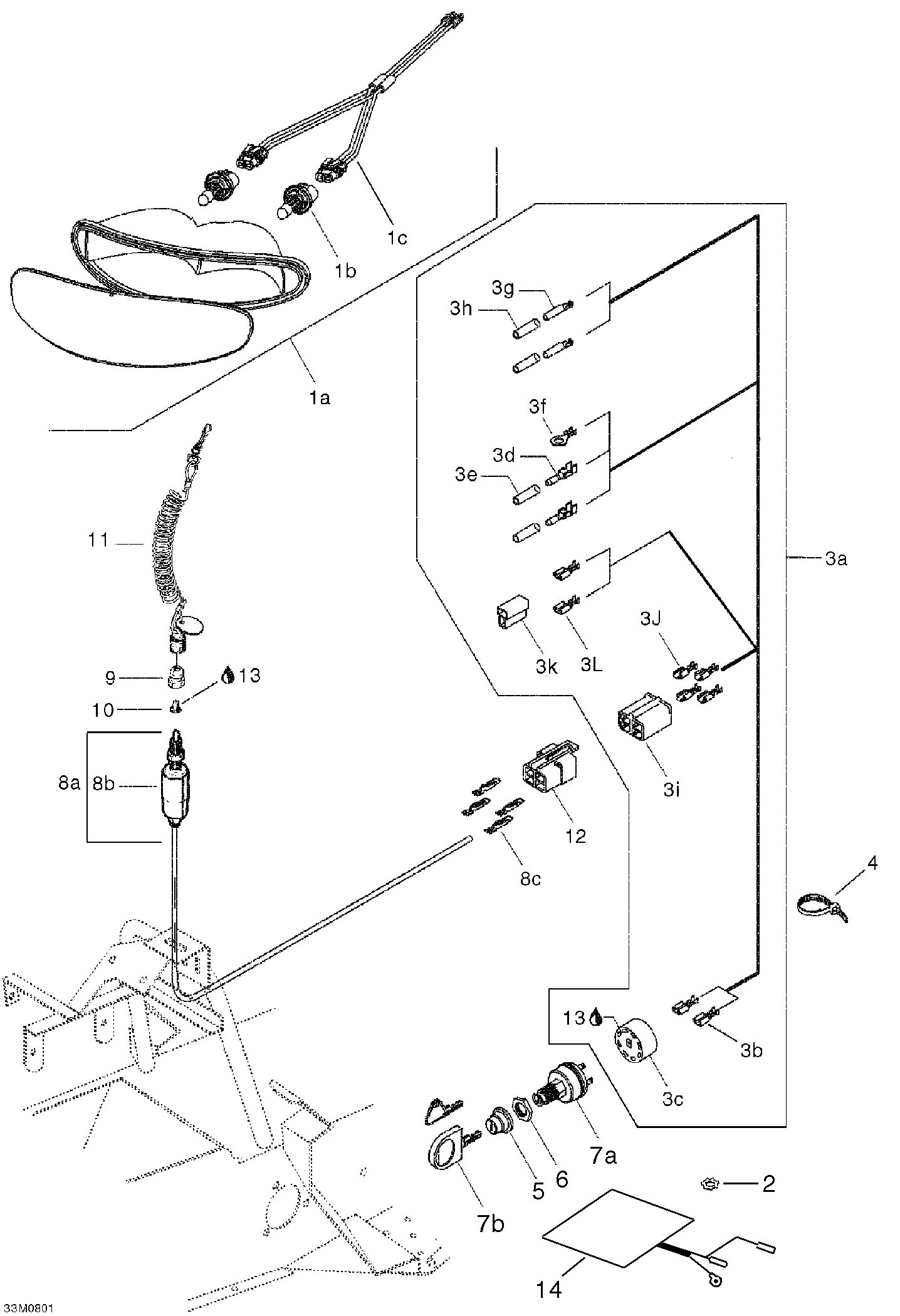Fits 2008 Ski-Doo Mini Z Harness ASM, OEM Part # 515176611 - schematic diagram