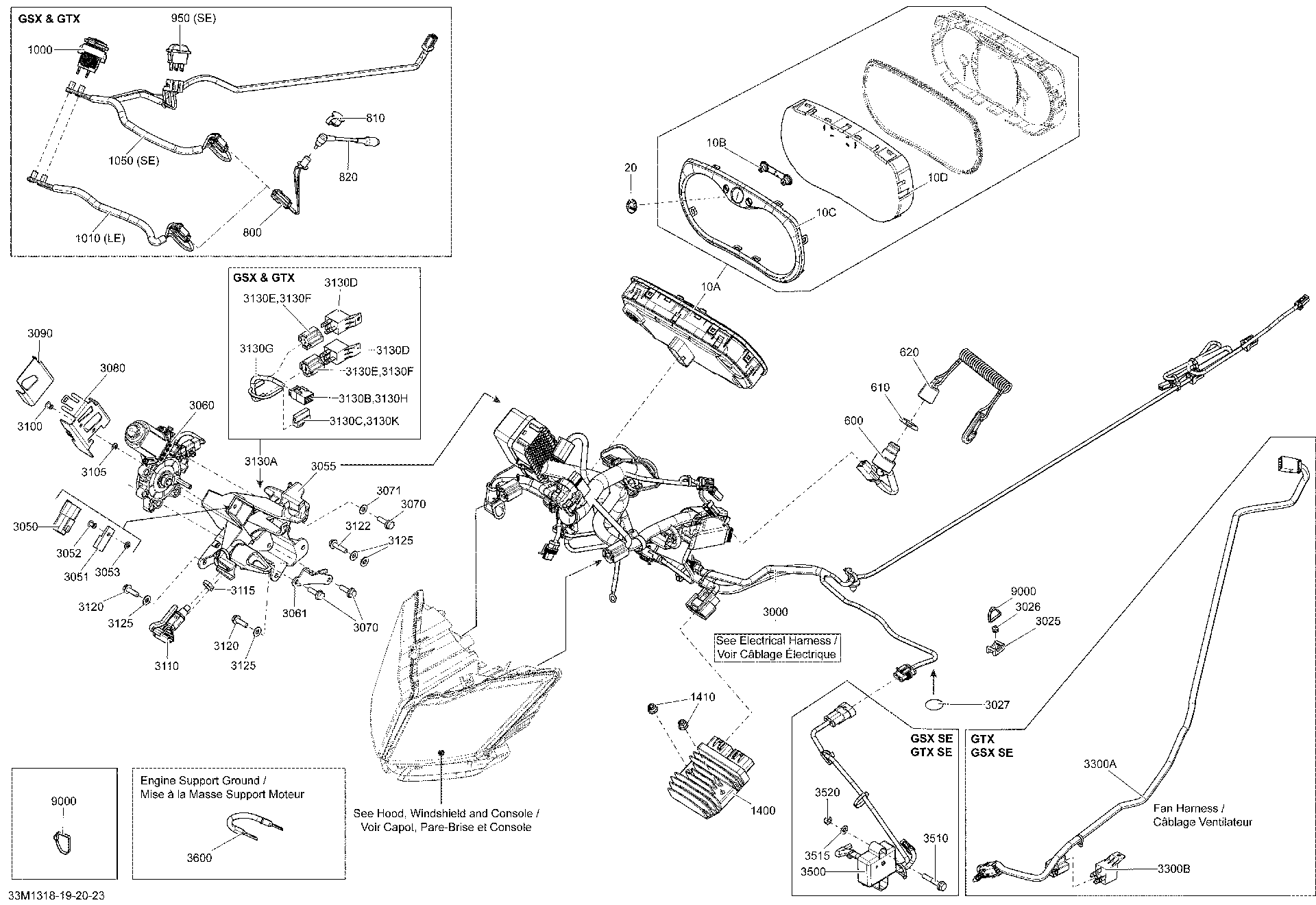 Fits 2008-2013 Ski-Doo GRAND TOURING LE & SE XR / GSX LE & SE XR Protector, OEM Part # 515176637 - schematic diagram