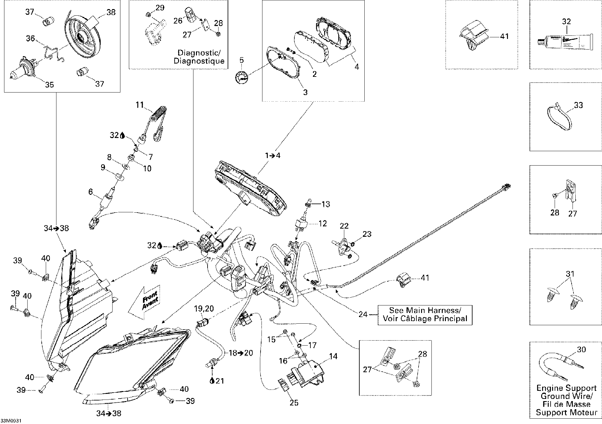 Fits 2009 Ski-Doo MX Z X 600RS MAIN Wiring Harness, OEM Part # 515176799 - schematic diagram