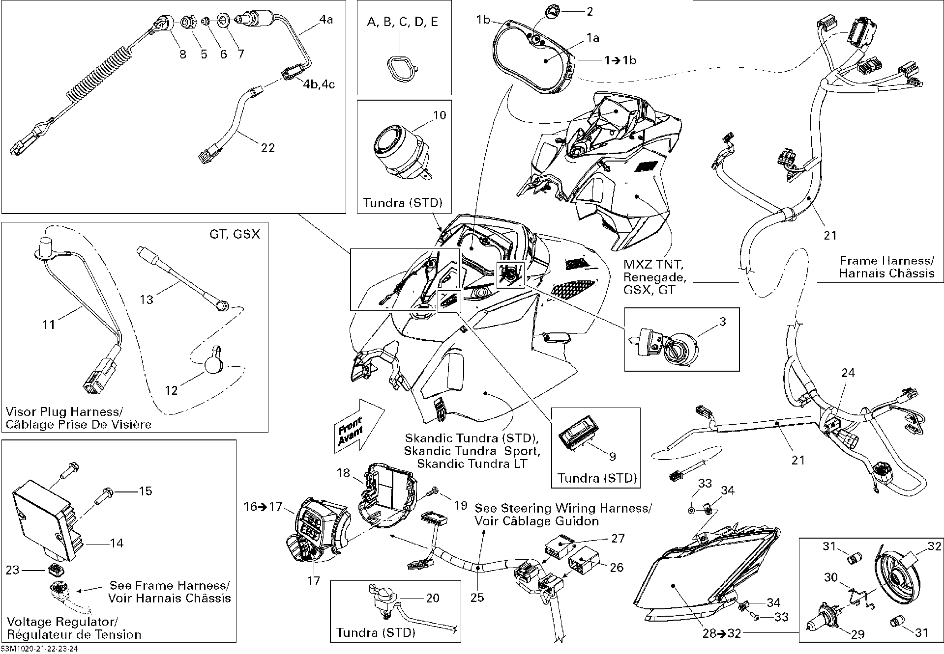 Fits 2010 Ski-Doo Skandic Tundra Frame Harness, OEM Part # 515176903 - schematic diagram