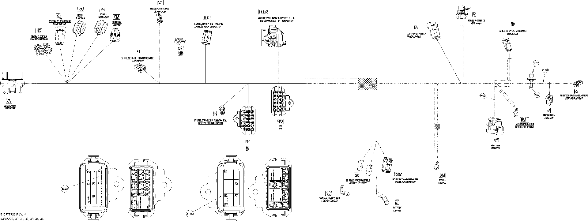 Fits 2011-2012 Ski-Doo Expedition Sport 600ACE LFF / Grand Touring Sport 600ACE LFF FUSE Relay Decal, OEM Part # 515177015 - schematic diagram