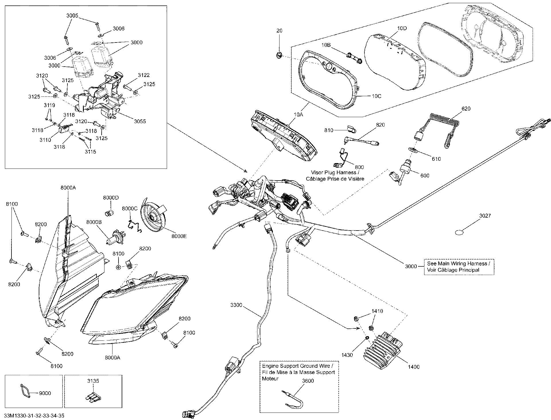 Fits 2012-2013 Ski-Doo EXPEDITION SPORT 600 ACE (4-TEMPS) XP FAN Harness, OEM Part # 515177105 - schematic diagram