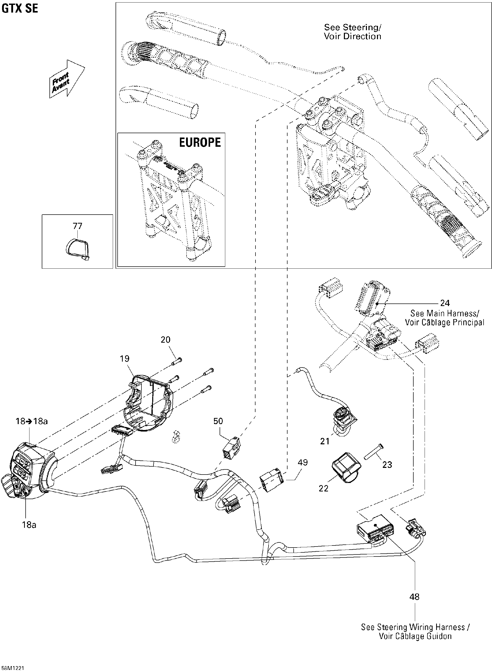 Fits 2012 Ski-Doo Grand Touring LE & SE XR / GSX LE & SE XR MAIN Harness ASM, OEM Part # 515177107 - schematic diagram