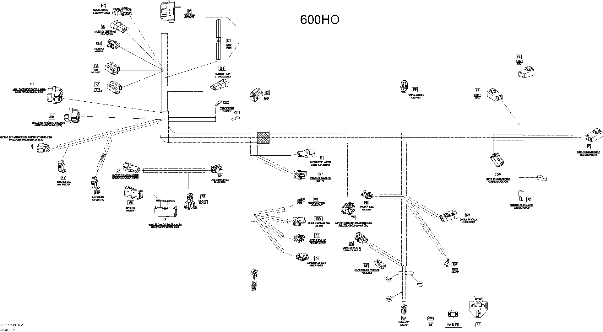 Fits 2012 Ski-Doo GSX SE 600HOETEC Frame Harness, OEM Part # 515177143 - schematic diagram
