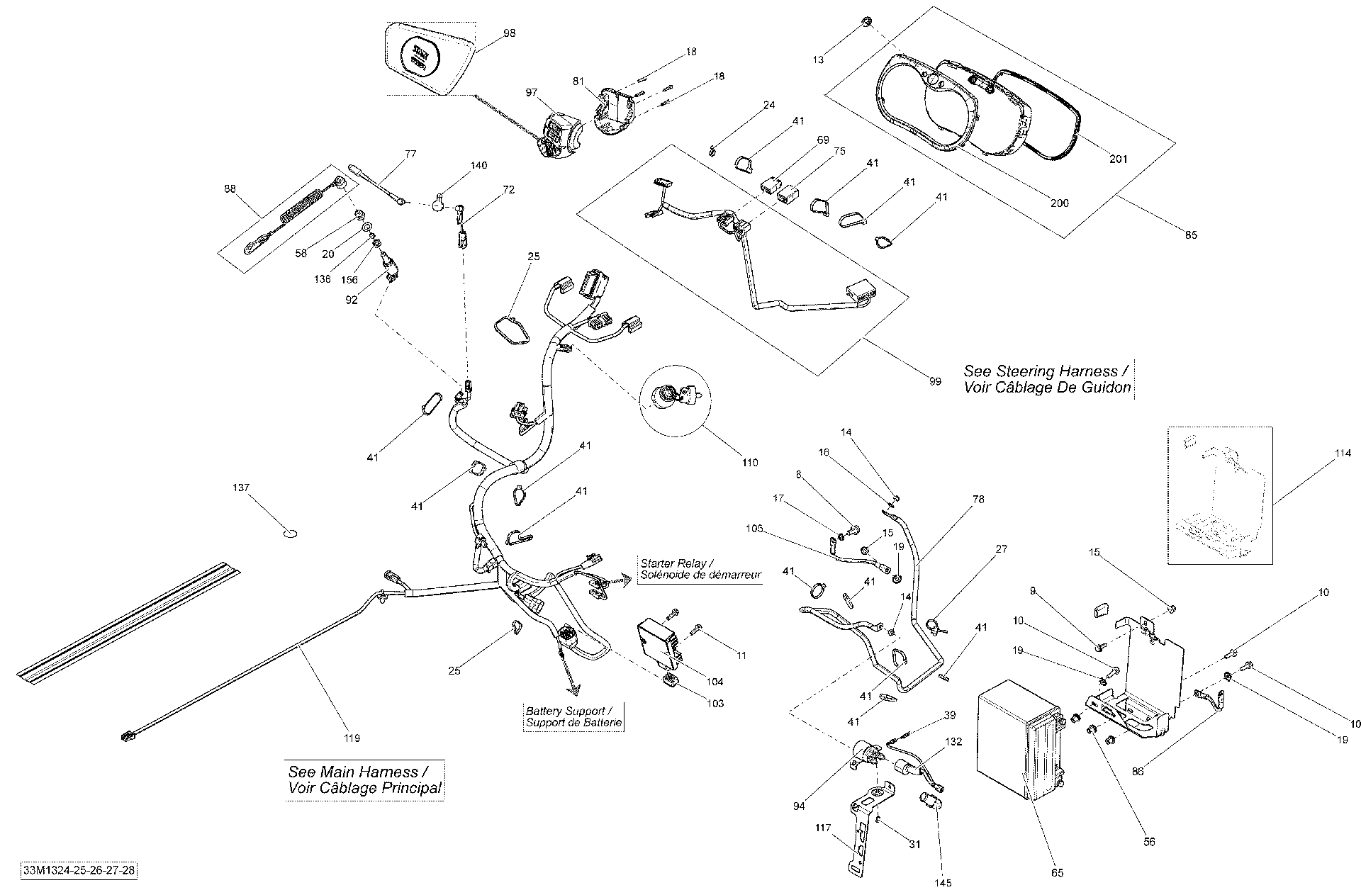 Fits 2012-2013 Ski-Doo EXPEDITION SPORT 550F XP / GRAND TOURING SPORT 550F XP Battery FUSE WIRE, OEM Part # 515177200 - schematic diagram