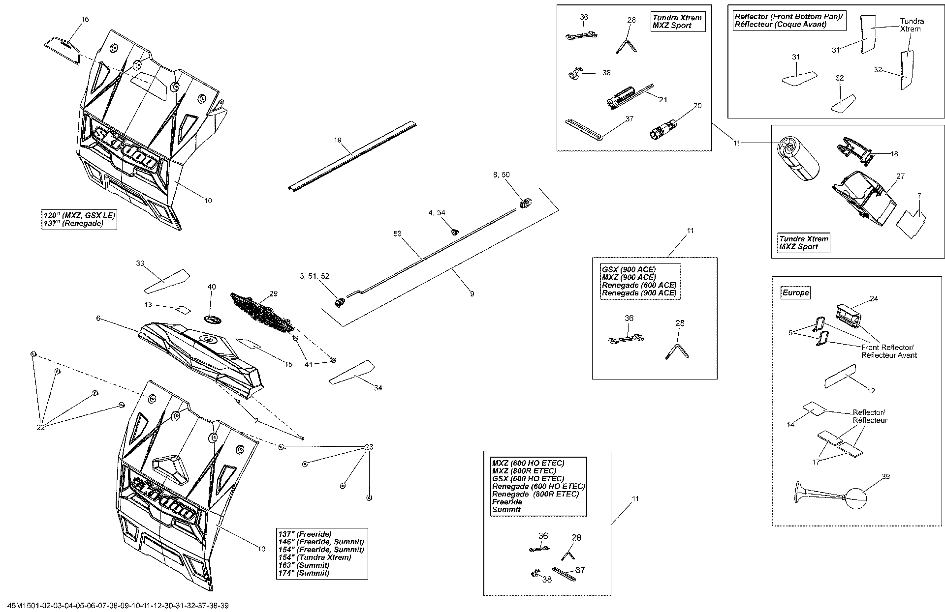 Fits 2013-2015 Ski-Doo Freeride 800RETEC XM-RS / Summit SP 600HOETEC XM-146 Wiring Harness Ass'y, OEM Part # 515177276 - schematic diagram