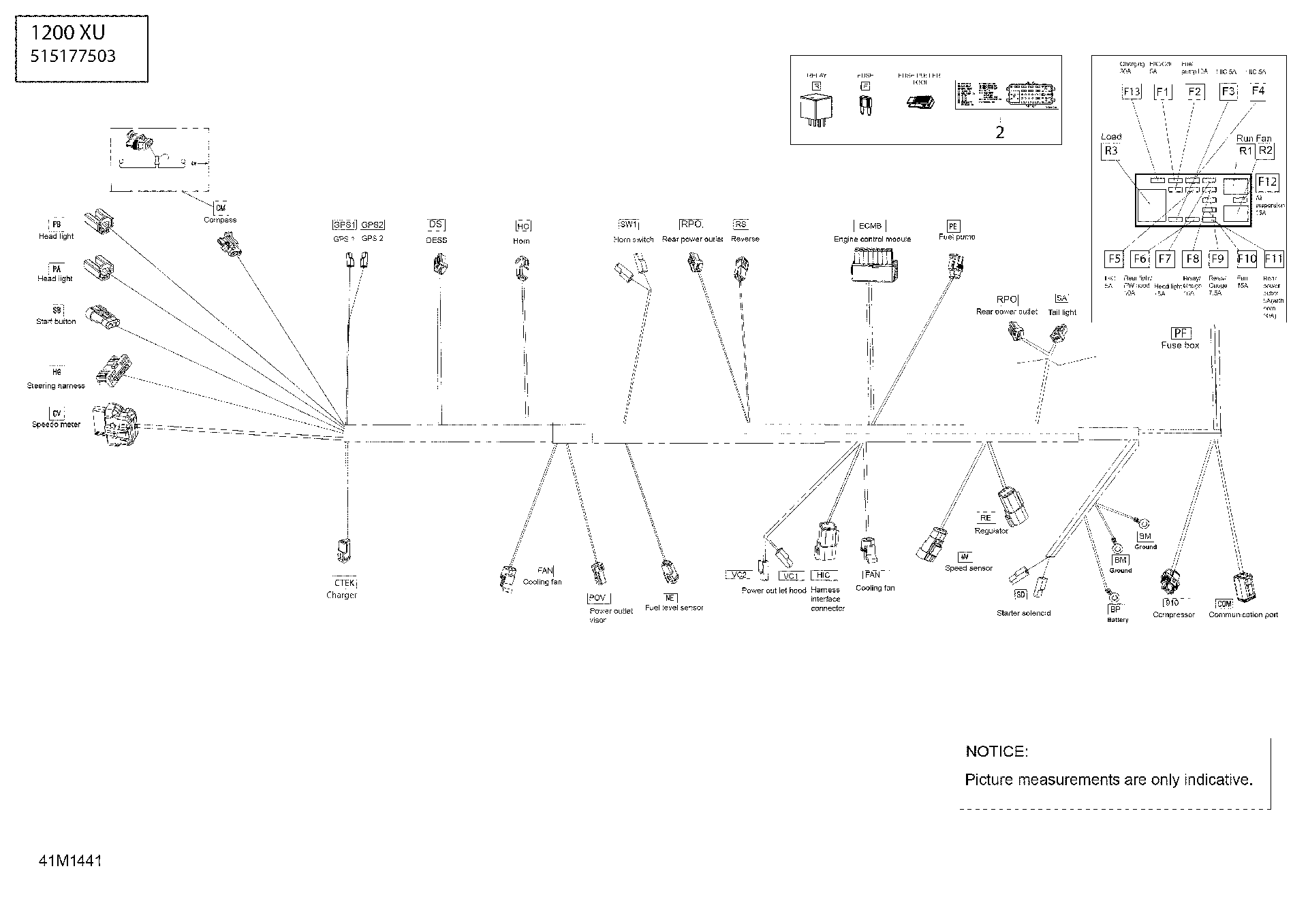 Fits 2014 Ski-Doo EXPEDITION LE XU / EXPEDITION SE XU Wiring Harness MAIN, OEM Part # 515177503 - schematic diagram