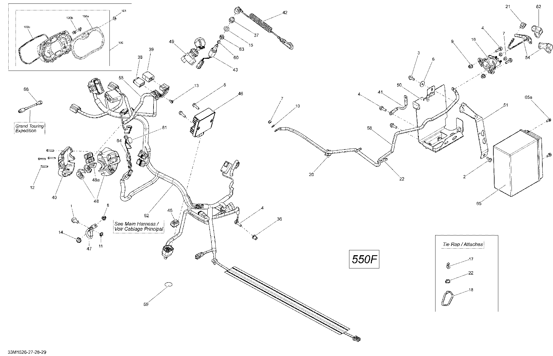 Fits 2014-2015 Ski-Doo Expedition Sport 550F XP154 / Grand Touring Sport 550F XP137 Frame Wiring Harness ASM, OEM Part # 515177547 - schematic diagram