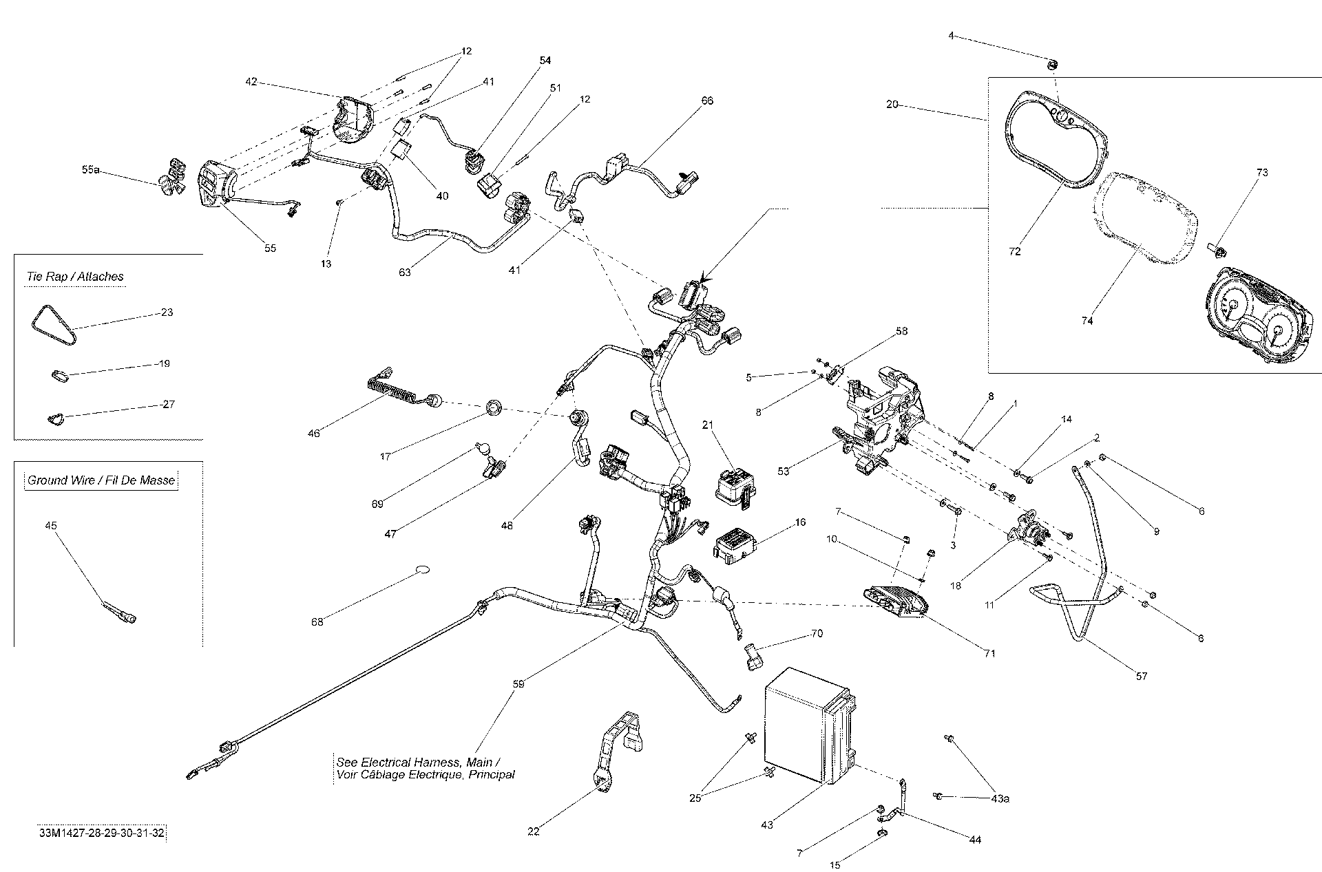 Fits 2014 Ski-Doo EXPEDITION SPORT 600ACE XP / GRAND TOURING LE 12004TEC XR Wiring Harness, OEM Part # 515177610 - schematic diagram