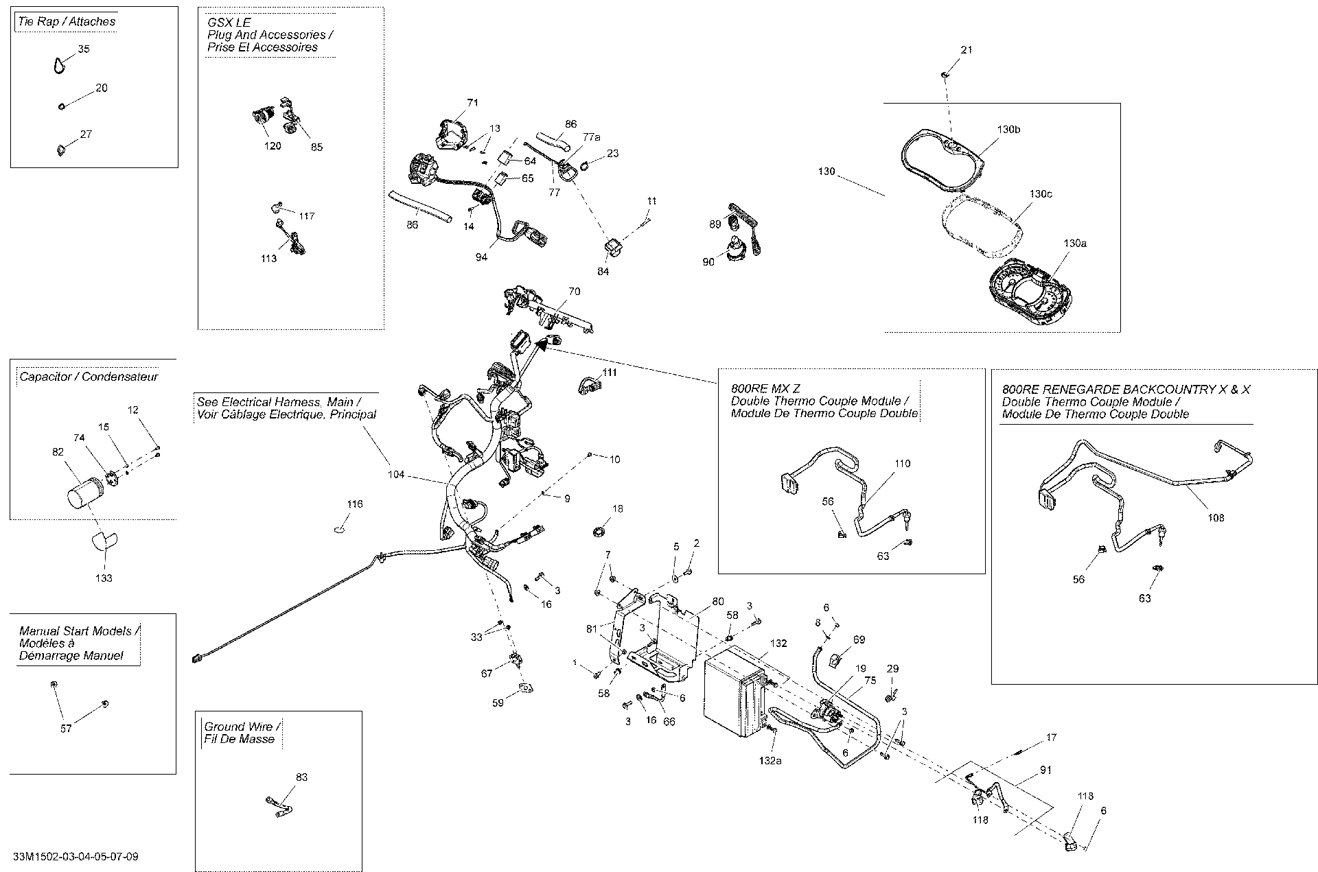 Fits 2015 Ski-Doo GSX LE 600HOETEC XS120 / MXZ IRON DOG 600HO E-TEC Wiring Harness MAIN, OEM Part # 515177748 - schematic diagram