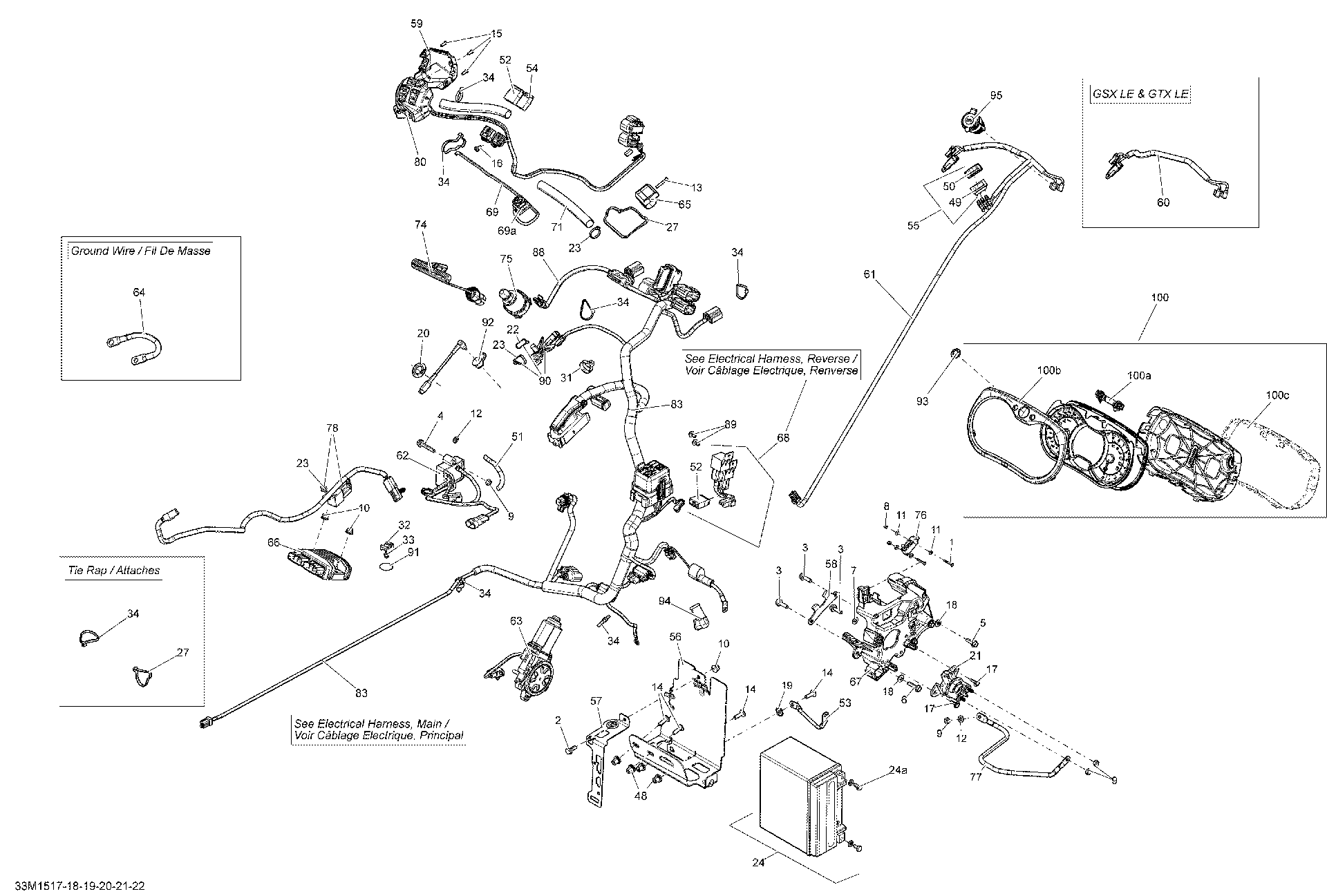 Fits 2015 Ski-Doo MXZ TNT XR120 / MXZ X XR120 MAIN Harness ASM, OEM Part # 515177750 - schematic diagram