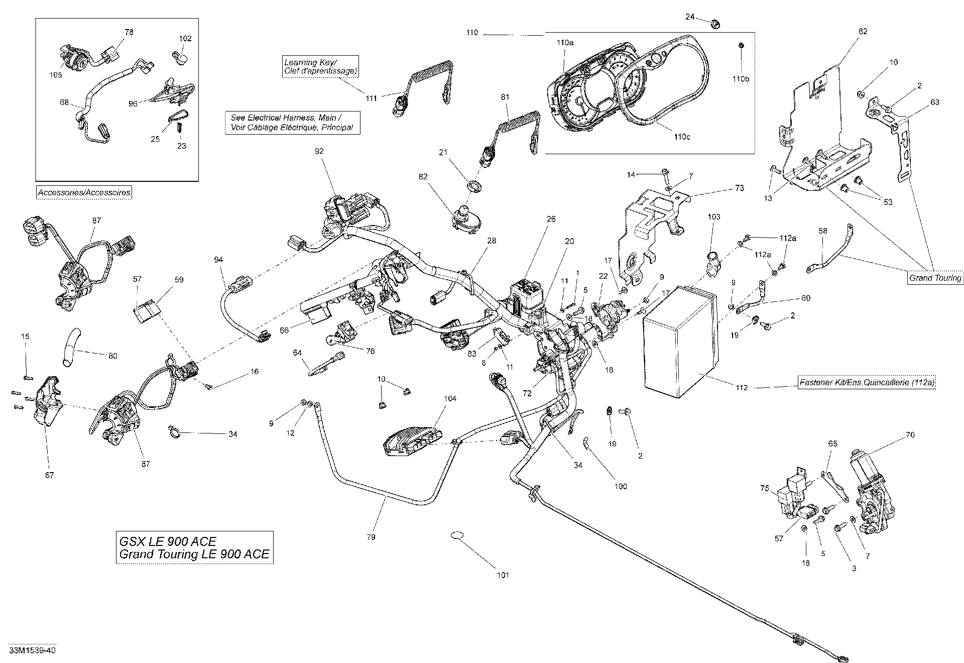 Schematic diagram for Fits 2015 Ski-Doo Grand Touring LE 900ACE XR137 / Grand Touring LE XR137 Wiring Harness Main, OEM Part # 515177803