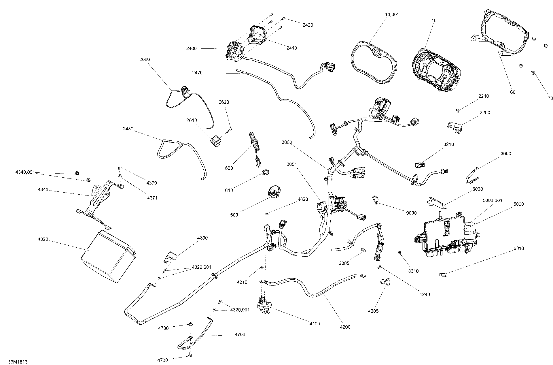 Fits 2018 Ski-Doo 7- MXZ X - 600R ETEC Wiring Harness, OEM Part # 515178236 - schematic diagram