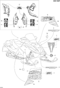 Fits 2008-2009 Ski-Doo GSX Fan / GSX 550F Lower SIDE Decal RH, OEM Part # 516003130 - schematic diagram