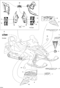 Fits 2008-2009 Ski-Doo GTX Fan / GTX 550F HOOD Decal, OEM Part # 516003372 - schematic diagram