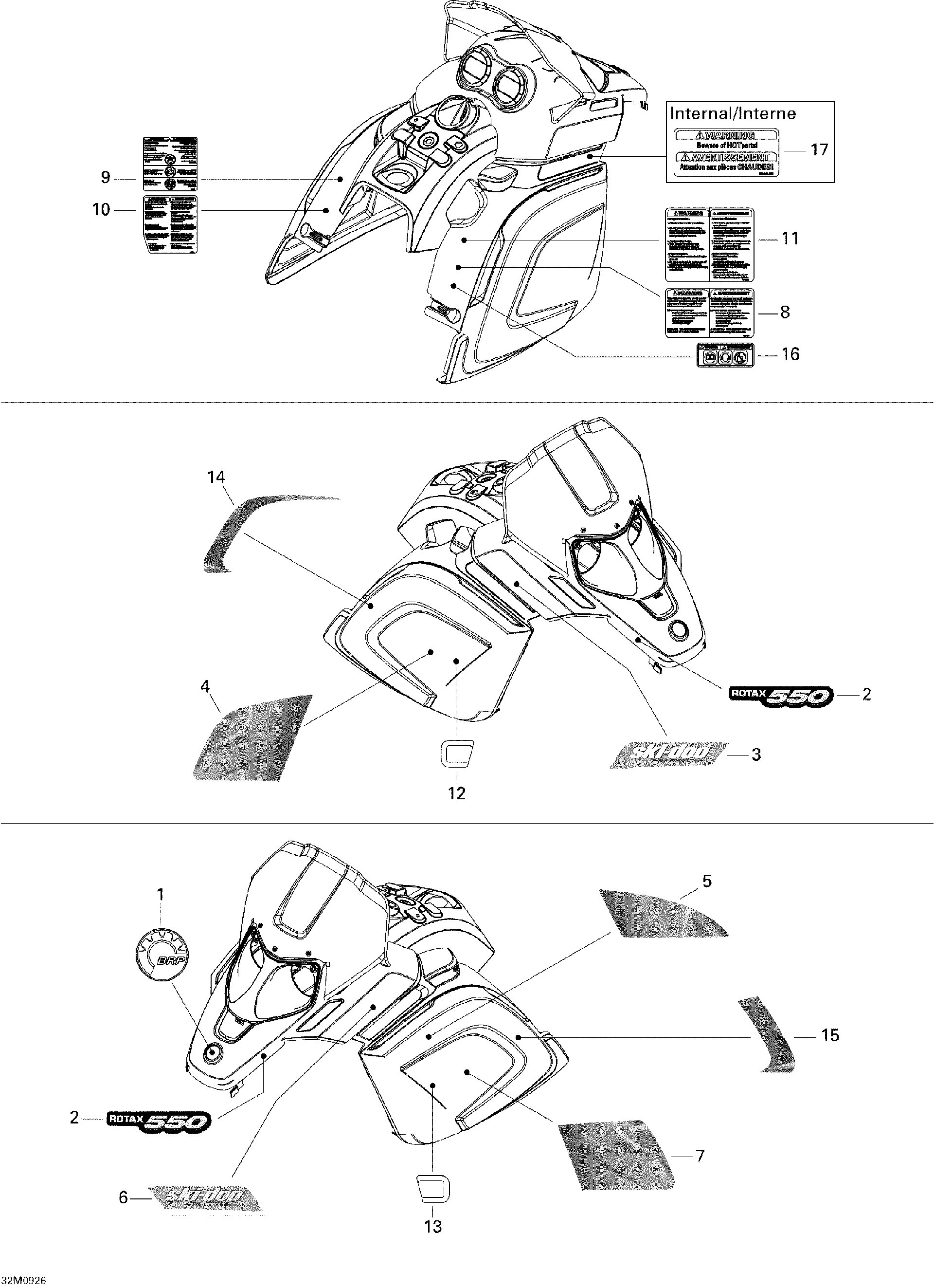Fits 2008-2009 Ski-Doo Freestyle Back Country / Freestyle Back Country 550F External SIDE Decal RH, OEM Part # 516003426 - schematic diagram
