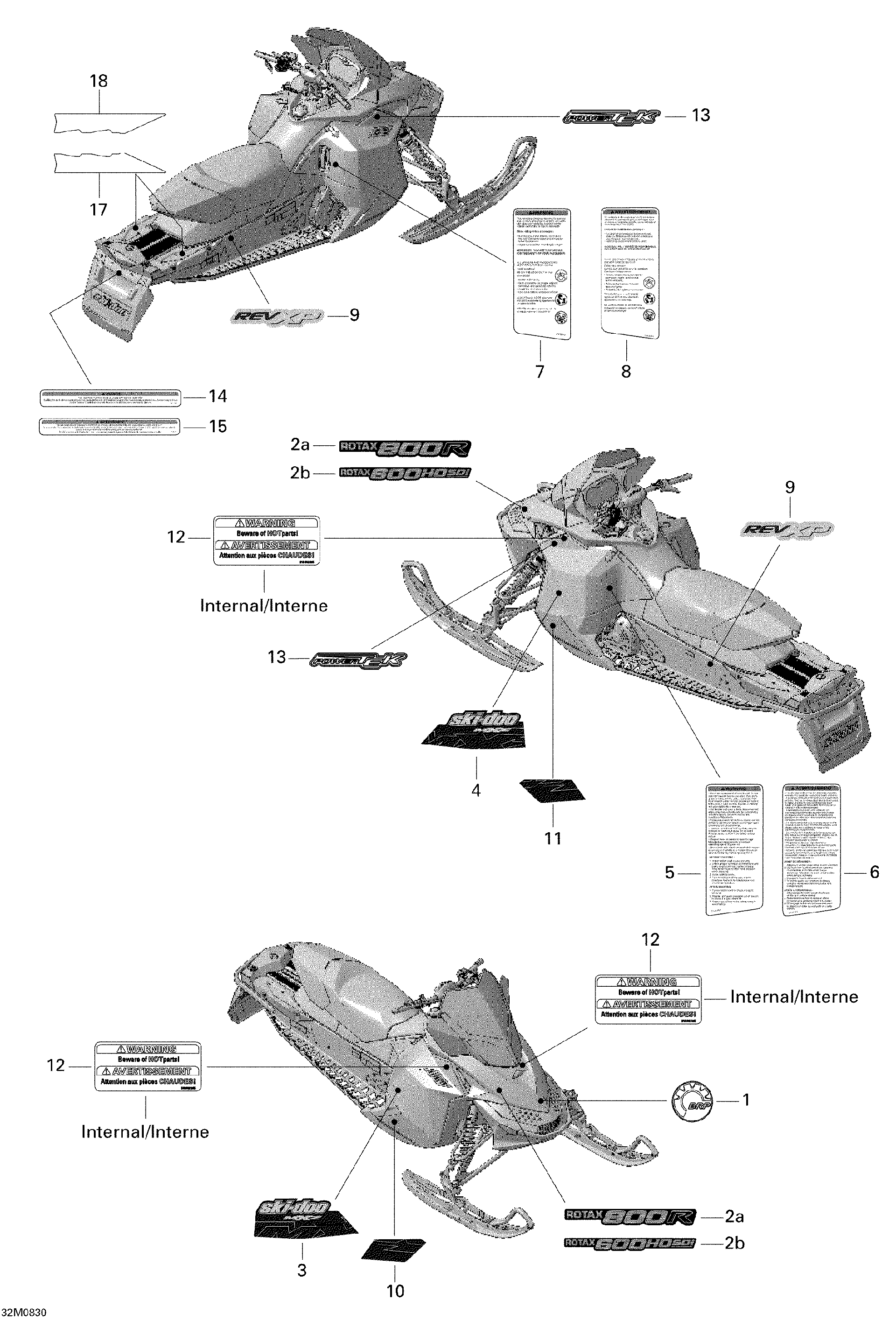 Fits 2008 Ski-Doo MX Z ADRENALINE 600 HO SDI / MX Z ADRENALINE 800R Lower Decal LH, OEM Part # 516003445 - schematic diagram