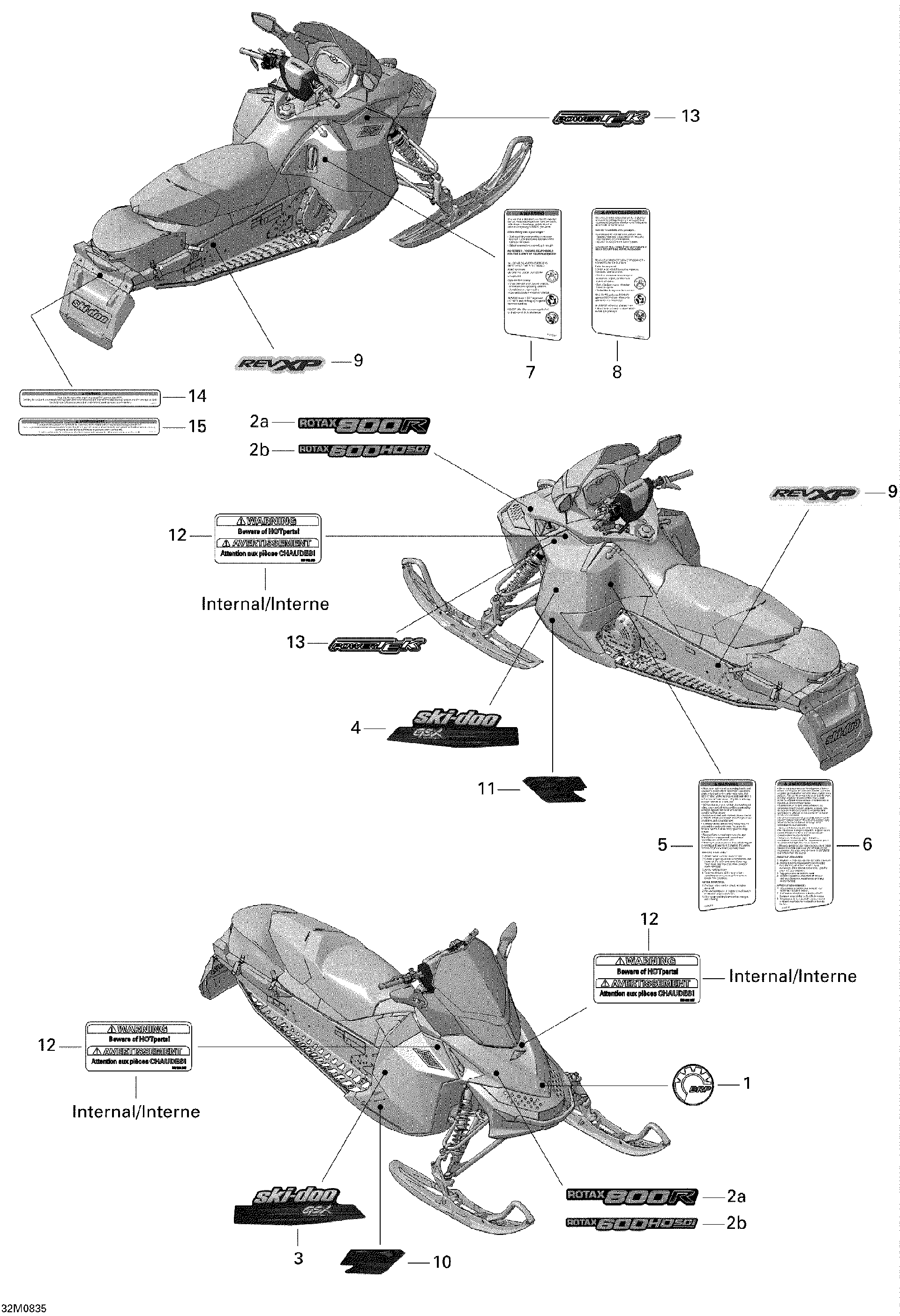 Fits 2008 Ski-Doo GSX LTD 800R / GSX LTD TOURING 600 HO SDI Lower Decal RH, OEM Part # 516003549 - schematic diagram