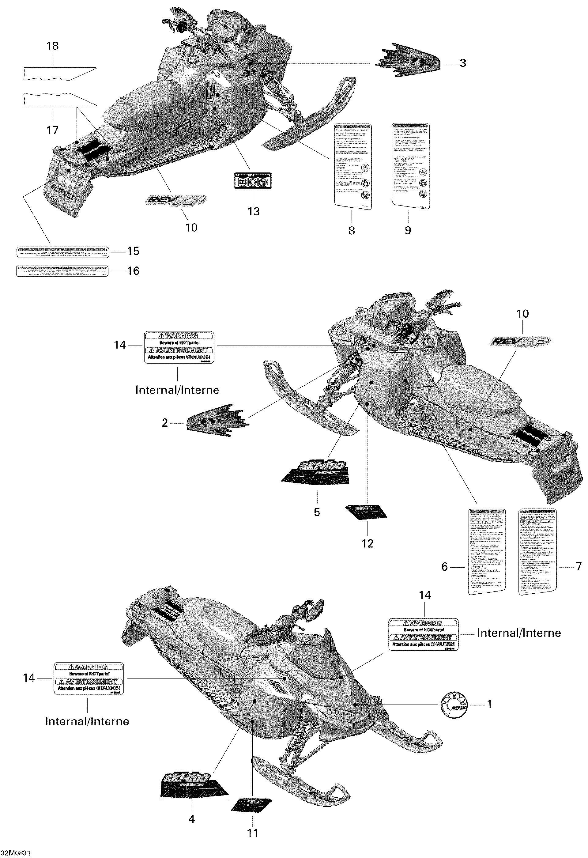 Fits 2008 Ski-Doo MX Z TNT 500SS Lower Decal RH, OEM Part # 516003582 - schematic diagram