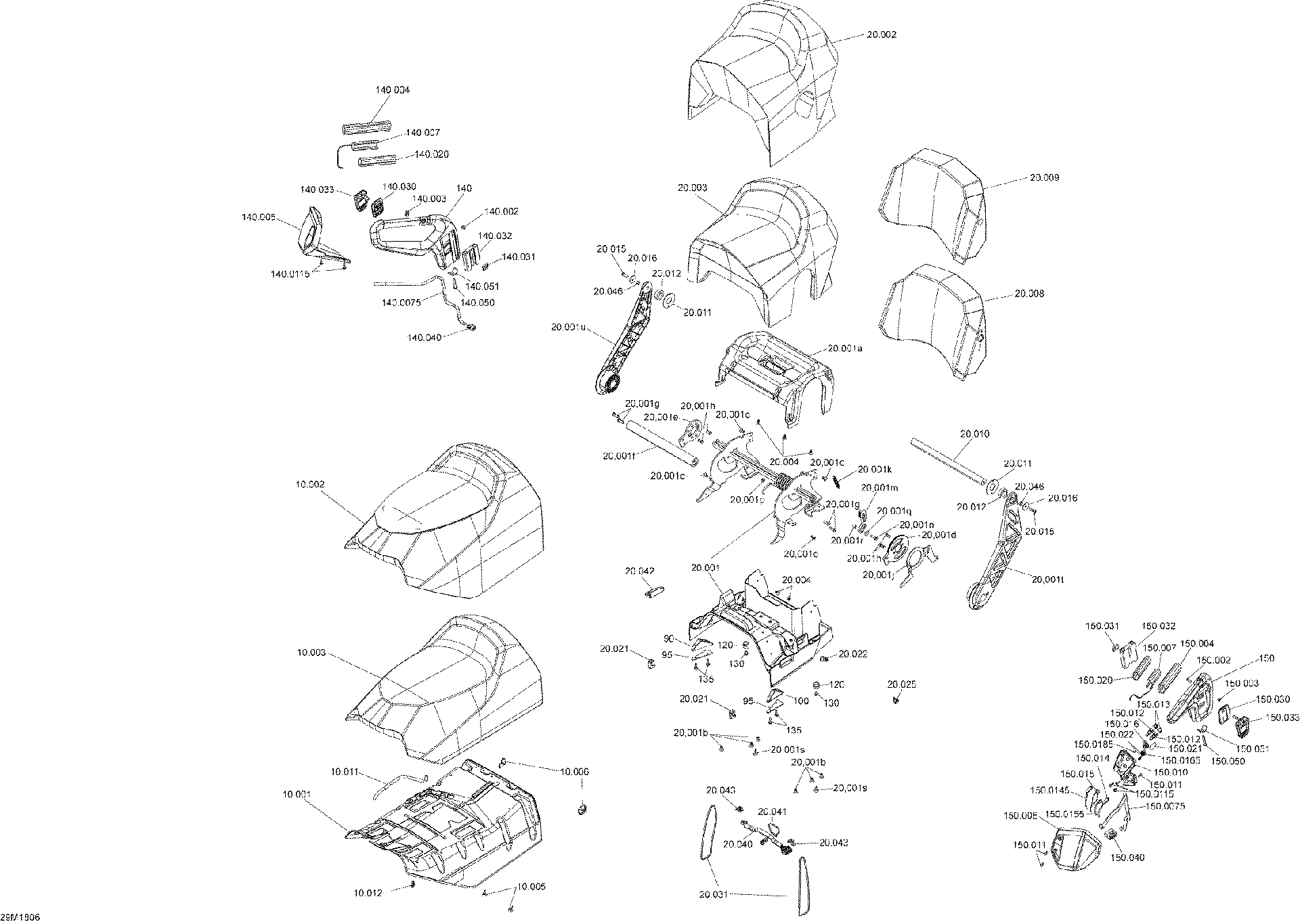 Fits 2009-2018 Ski-Doo 3- GRAND TOURING 900 ACE / 4- GRAND TOURING 4-TEC Handle AND SEAT Decal, OEM Part # 516003613 - schematic diagram