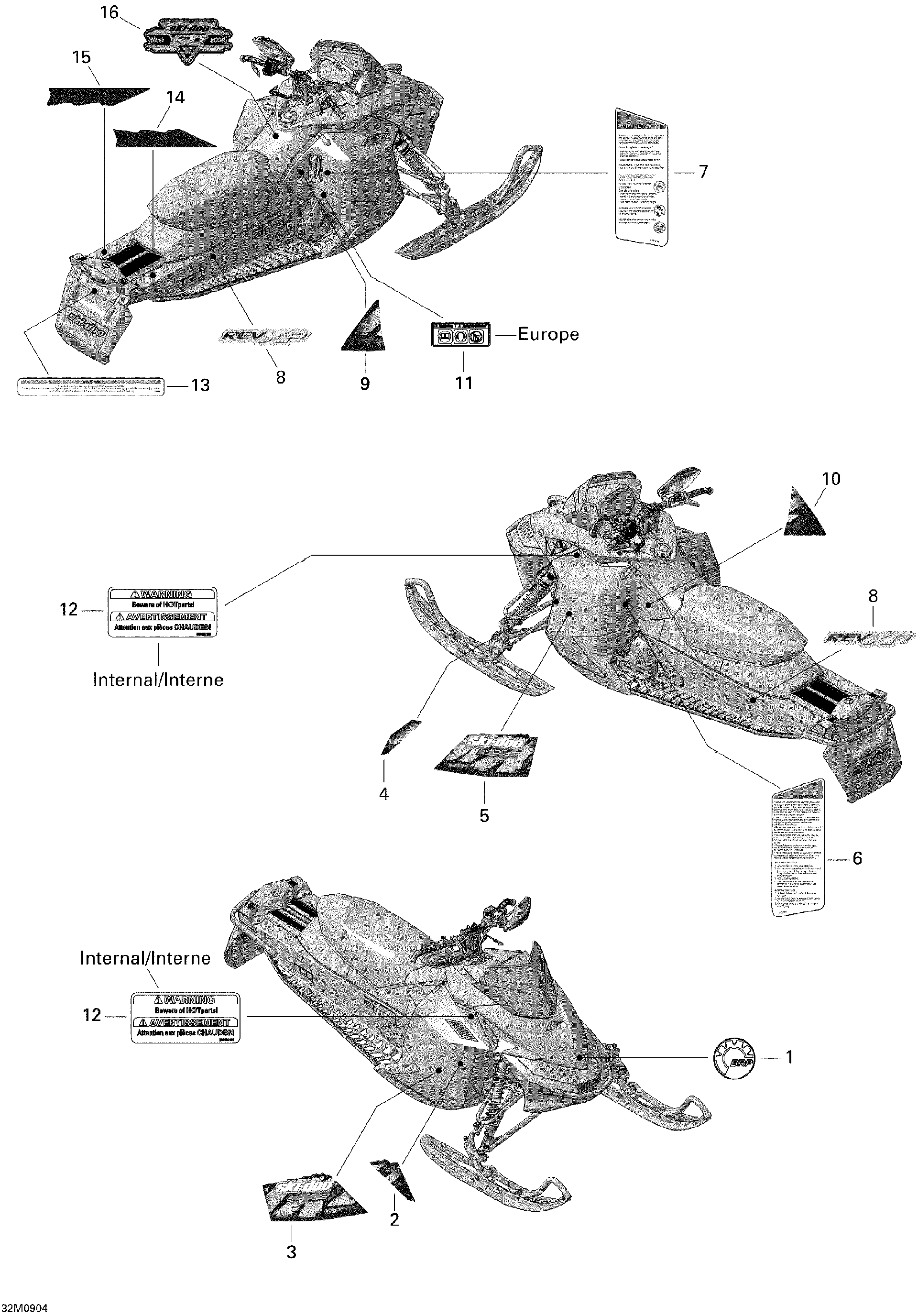 Fits 2009 Ski-Doo MX Z TNT 500SS / MX Z TNT 600 H.O. E-TEC RH Lower Decal, OEM Part # 516003618 - schematic diagram