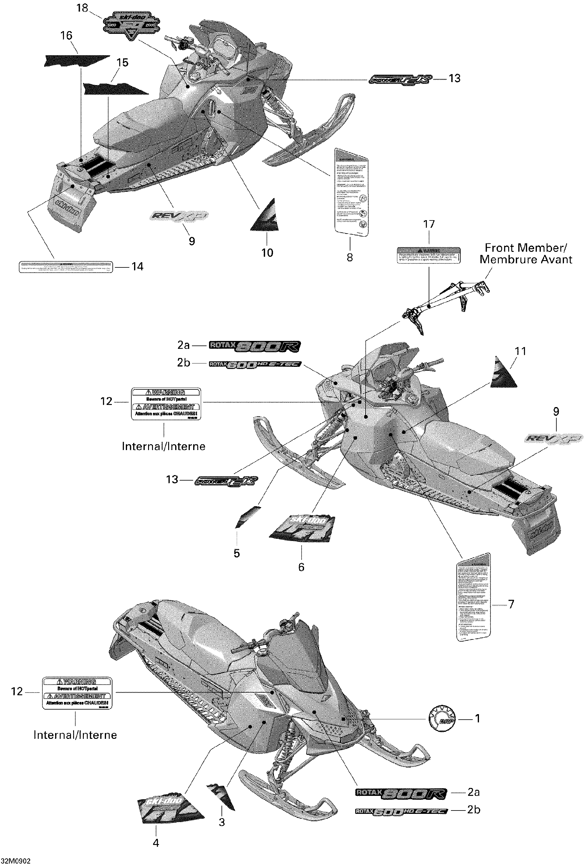 Fits 2009 Ski-Doo MX Z Adrenaline 600 H.O. E-TEC RH Front Lower Decal, OEM Part # 516003620 - schematic diagram