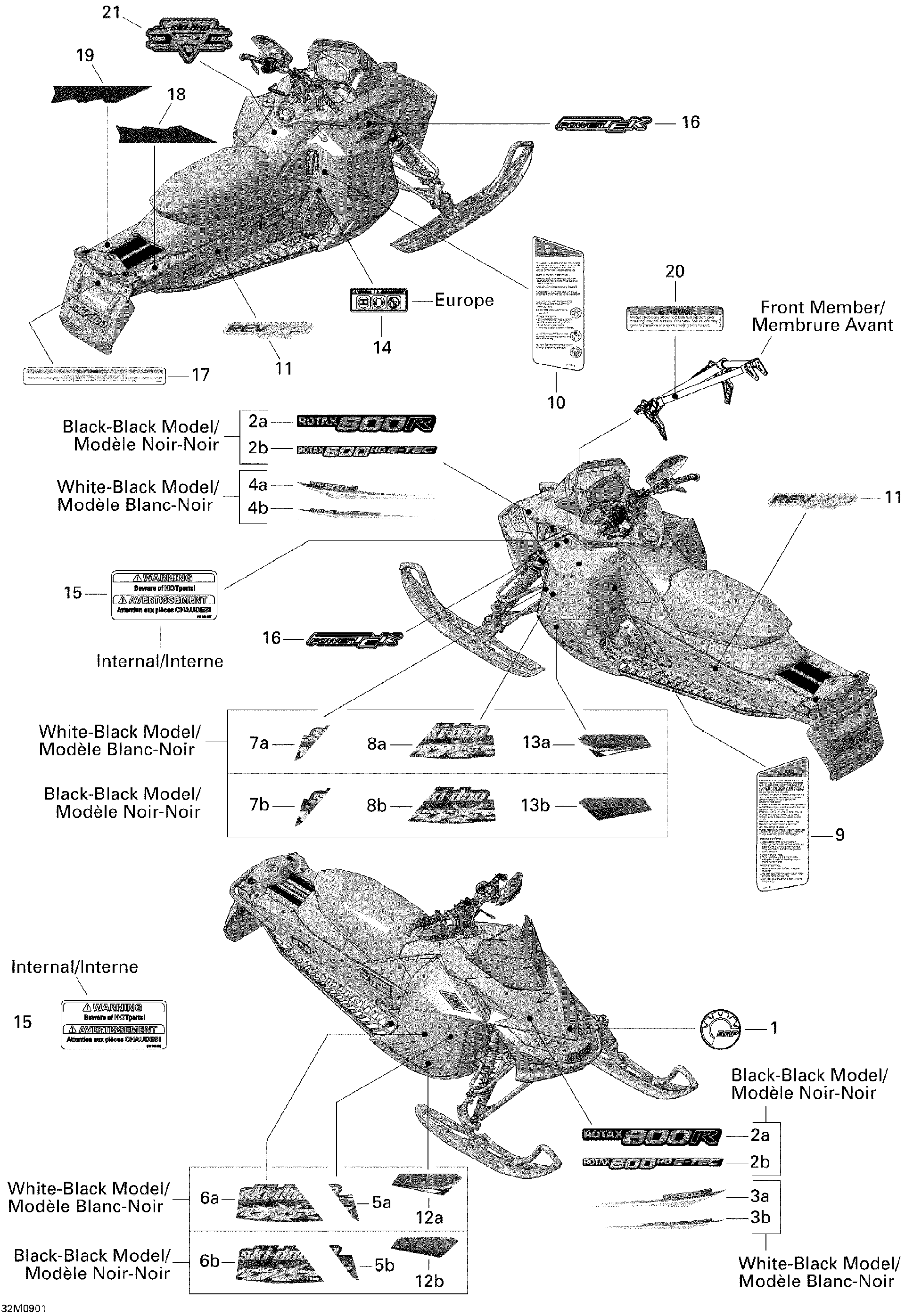 Fits 2009 Ski-Doo MX Z X 600 H.O. ETEC / MX Z X 800R PTEK LH Lower Decal, OEM Part # 516003629 - schematic diagram
