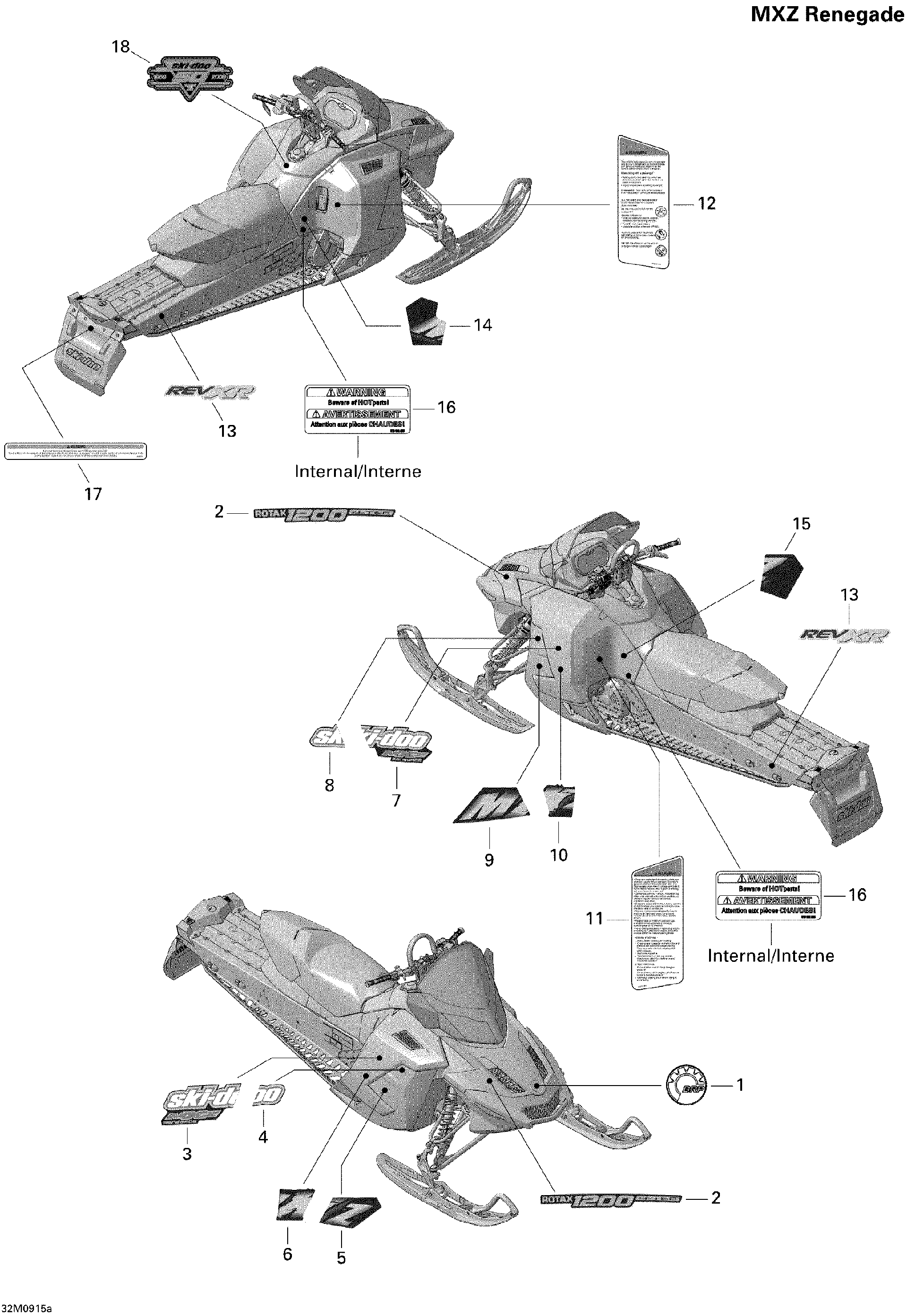 Fits 2009 Ski-Doo MX Z Renegade 4-TEC / MX Z TNT 4-TEC KNEE Decal LH, OEM Part # 516003653 - schematic diagram