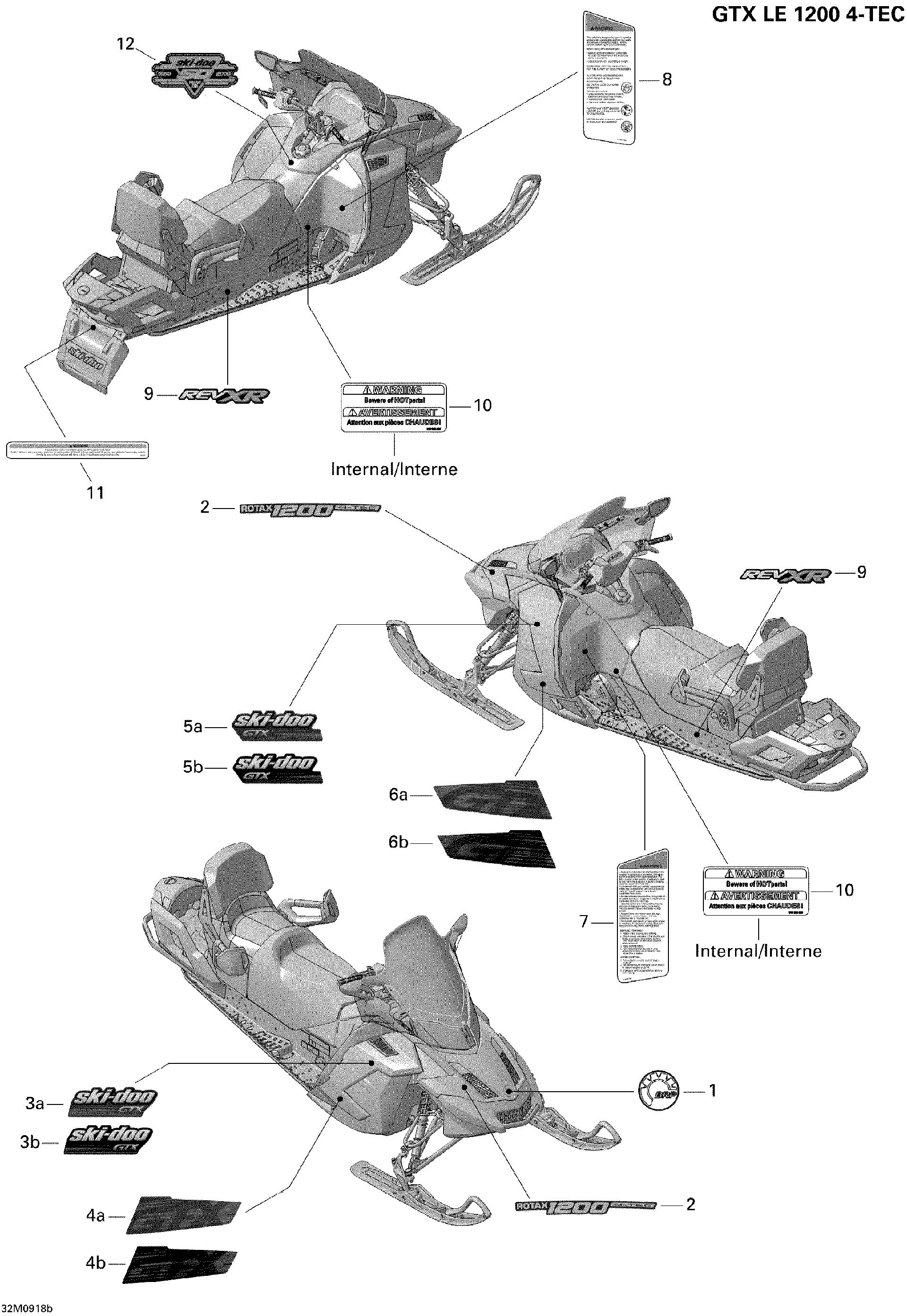 Fits 2009 Ski-Doo GTX LE 4-TEC / GTX LE 600 H.O. E-TEC SIDE Decal LH, OEM Part # 516003726 - schematic diagram